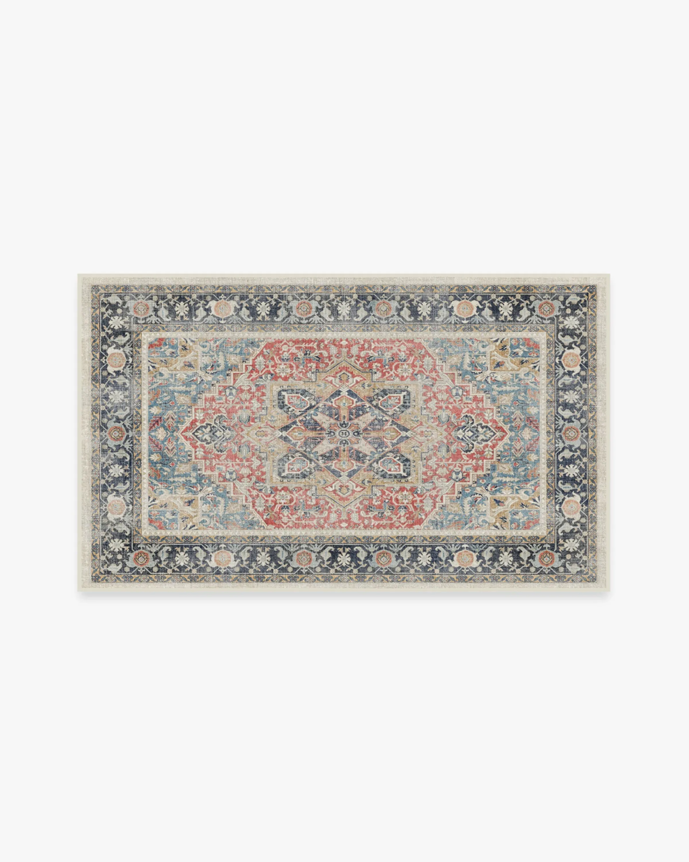 Rectangular Area Rug Machine Washable - Red