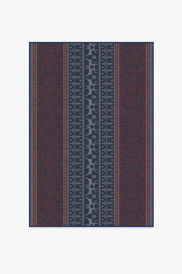 Rectangular Area Rug Machine Washable - Red