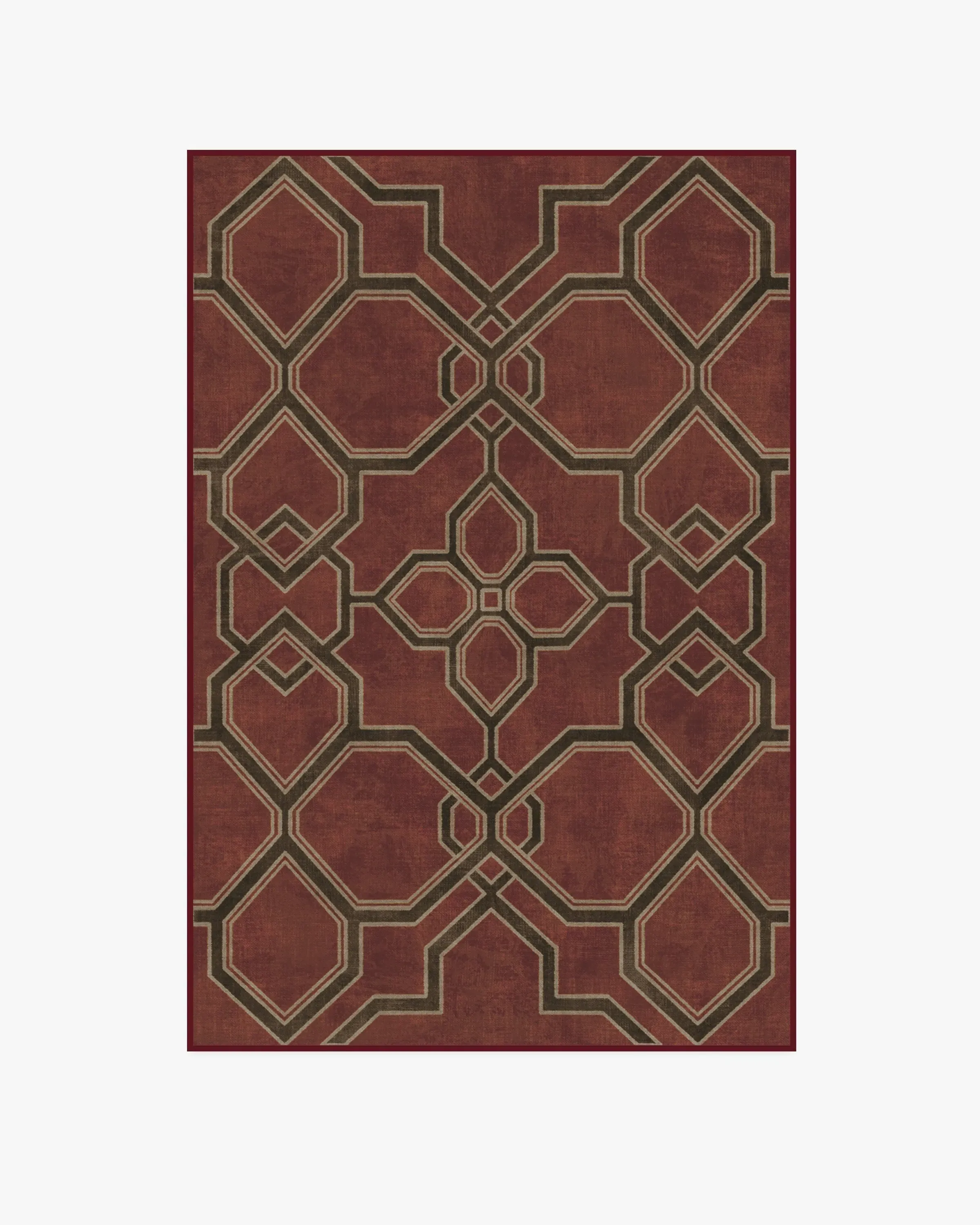 Rectangular Area Rug Machine Washable - Red