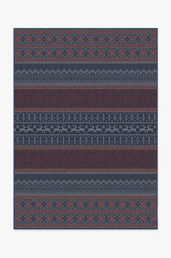 Rectangular Area Rug Machine Washable - Red