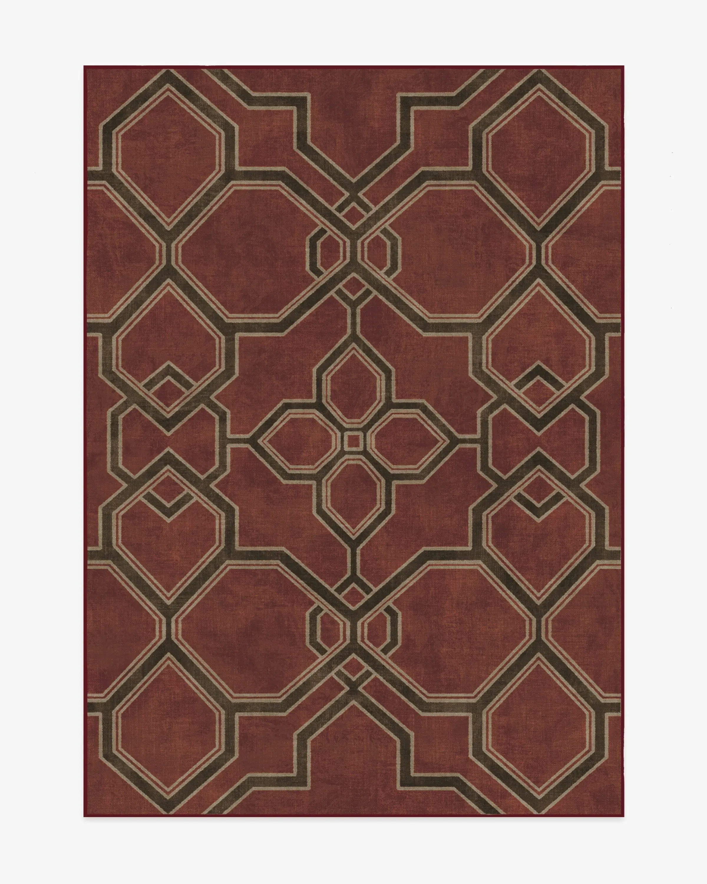 Rectangular Area Rug Machine Washable - Red