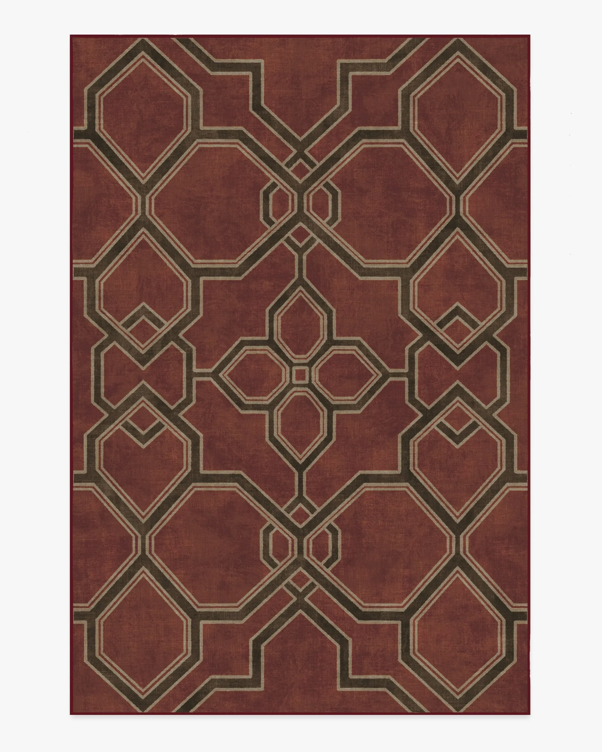 Rectangular Area Rug Machine Washable - Red