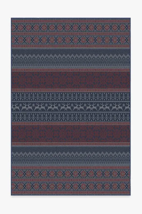 Rectangular Area Rug Machine Washable - Red