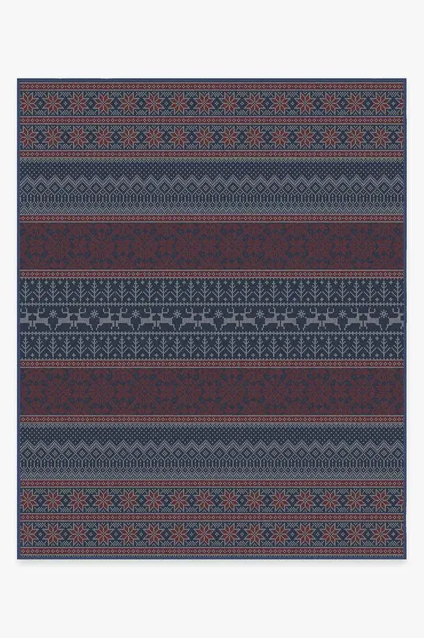Rectangular Area Rug Machine Washable - Red