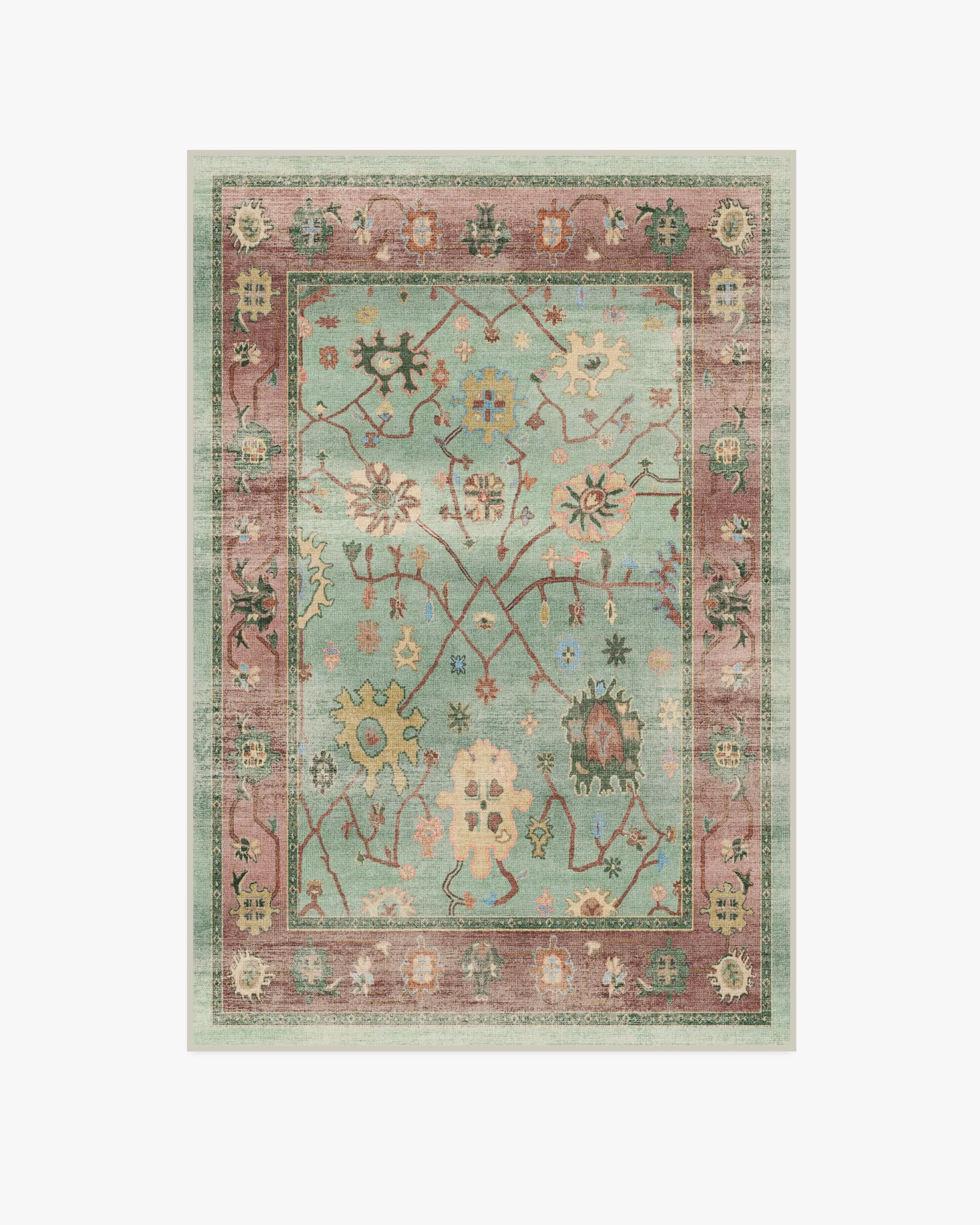 Rectangular Area Rug Machine Washable - Sage
