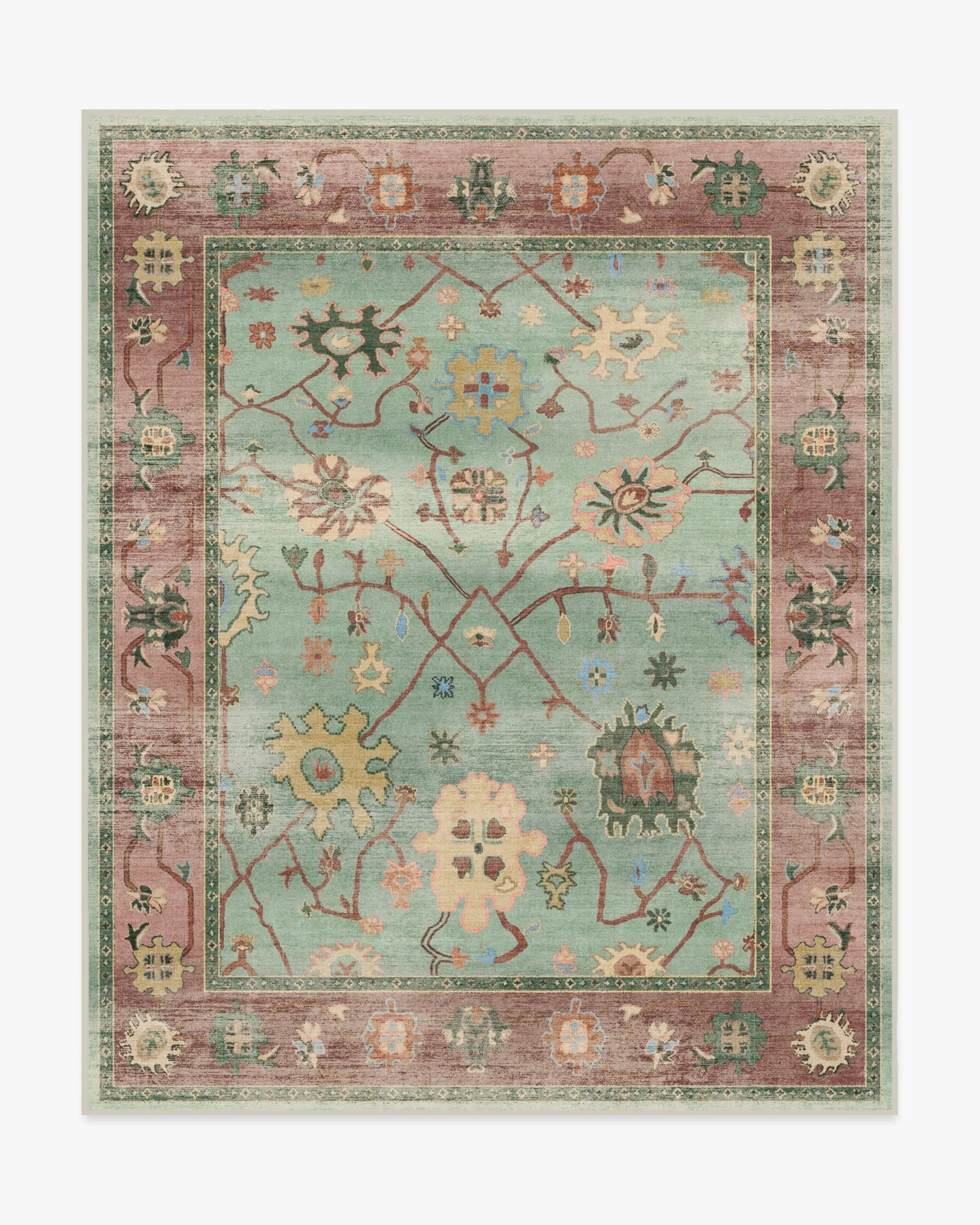 Rectangular Area Rug Machine Washable - Sage