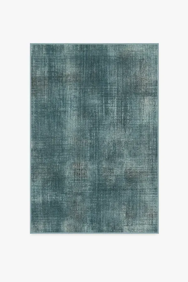 Rectangular Area Rug Machine Washable - Teal Blue
