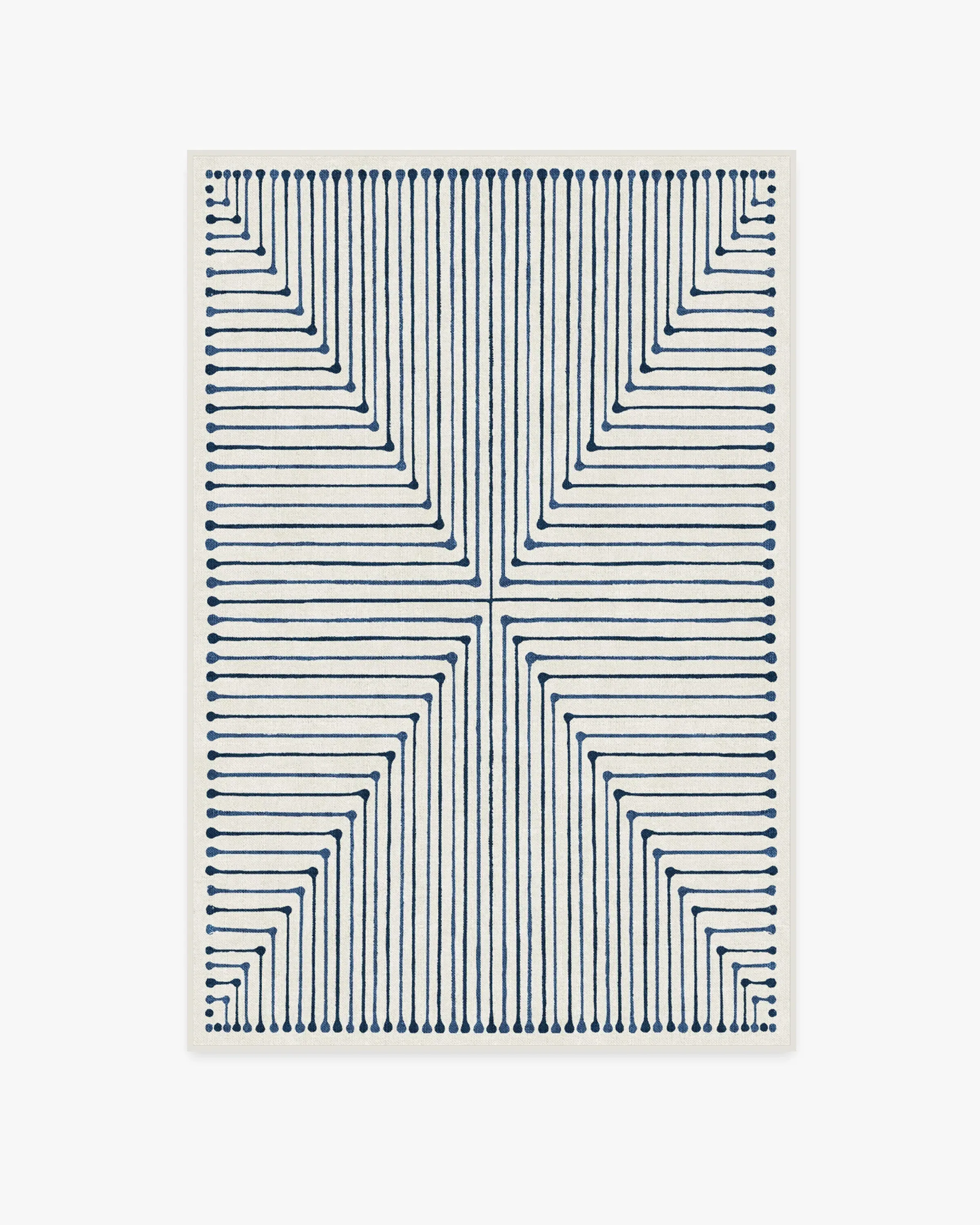 Rectangular Area Rug Washable - Blue