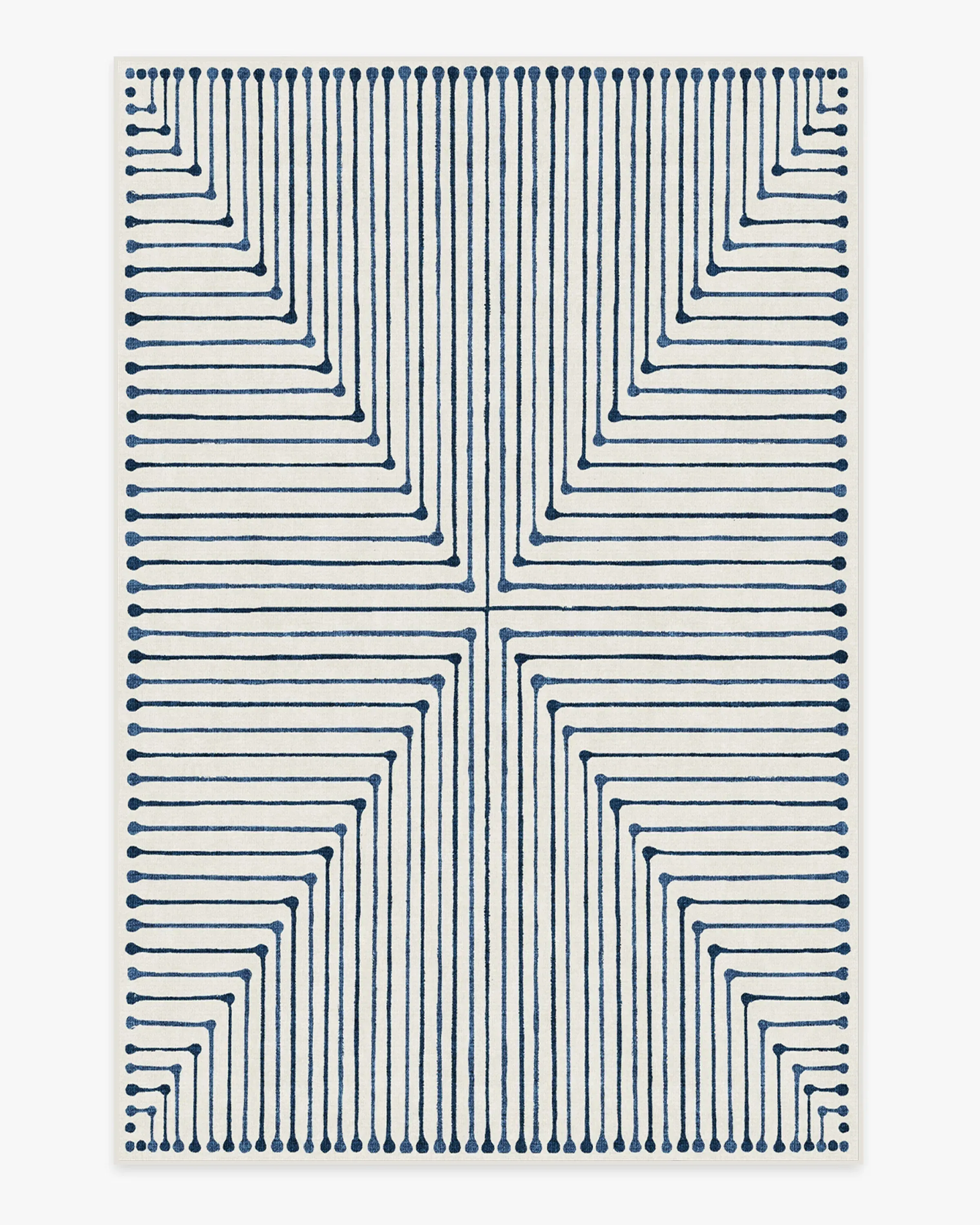 Rectangular Area Rug Washable - Blue