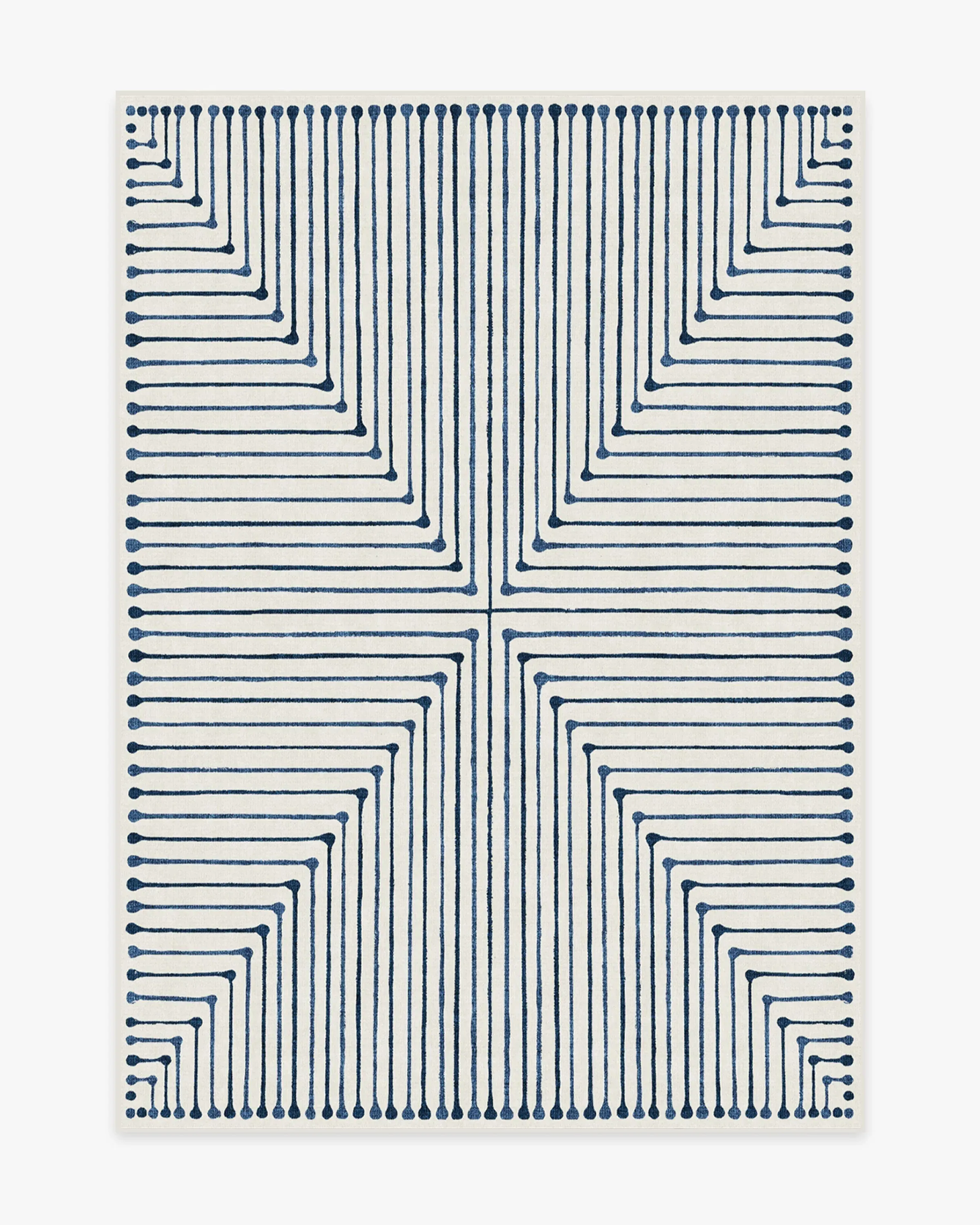 Rectangular Area Rug Washable - Blue
