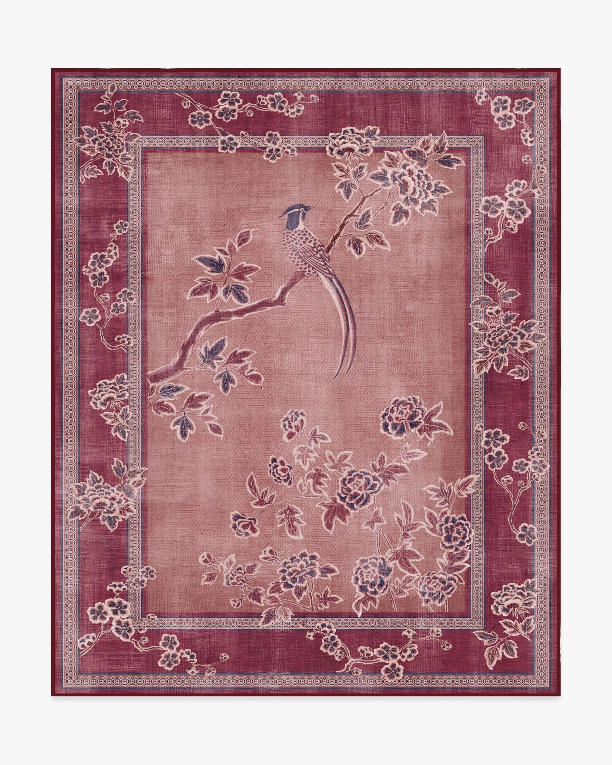 Rectangular Machine Washable Area Rug - Burgundy