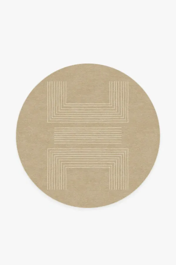 Round Area Rug Machine Washable - Beige