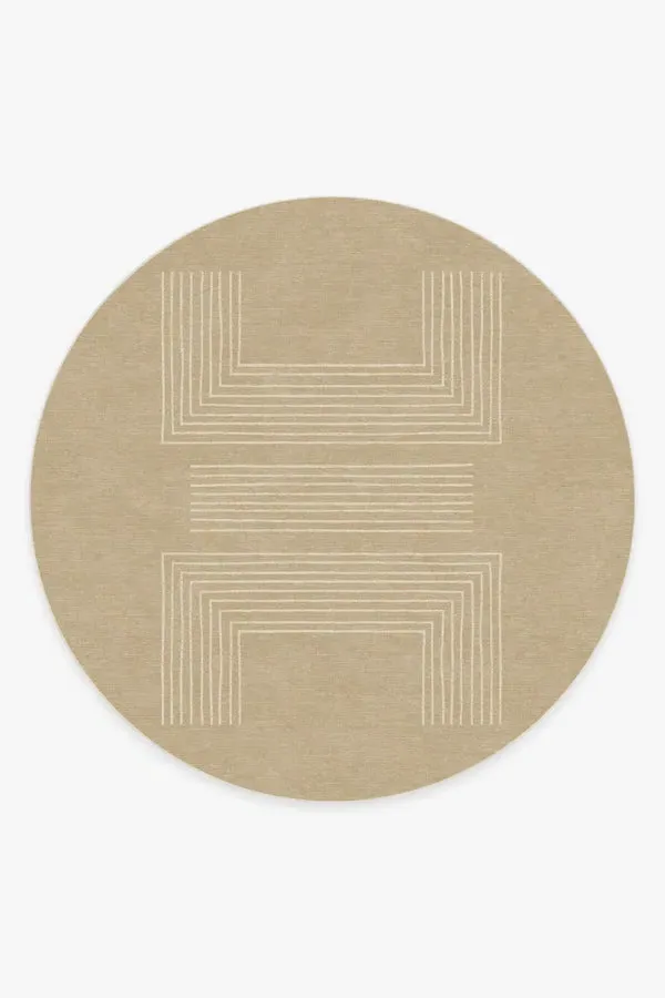 Round Area Rug Machine Washable - Beige