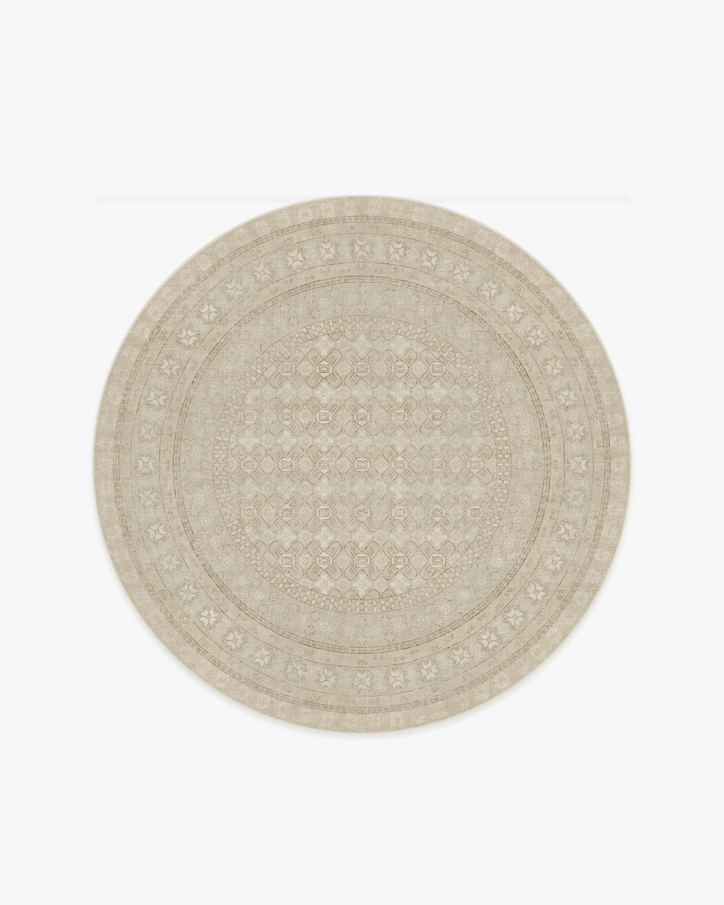 Round Area Rug Machine Washable - Beige, Ivory
