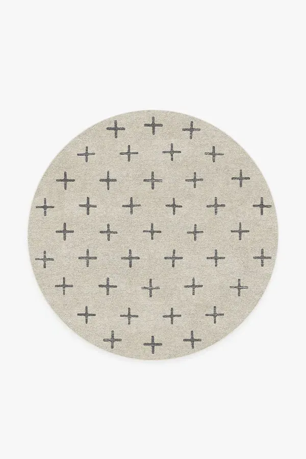 Round Area Rug Machine Washable - Birch, Charcoal