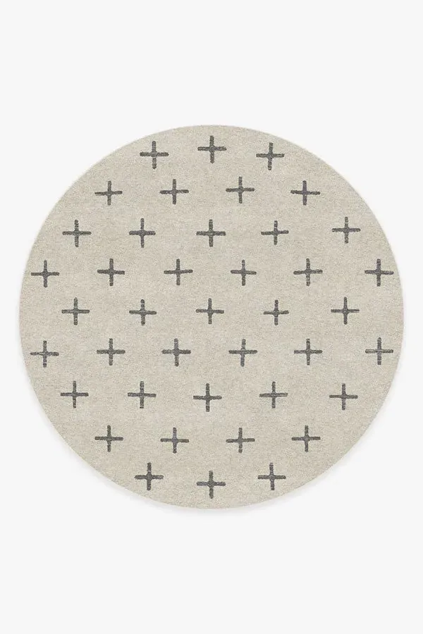 Round Area Rug Machine Washable - Birch, Charcoal