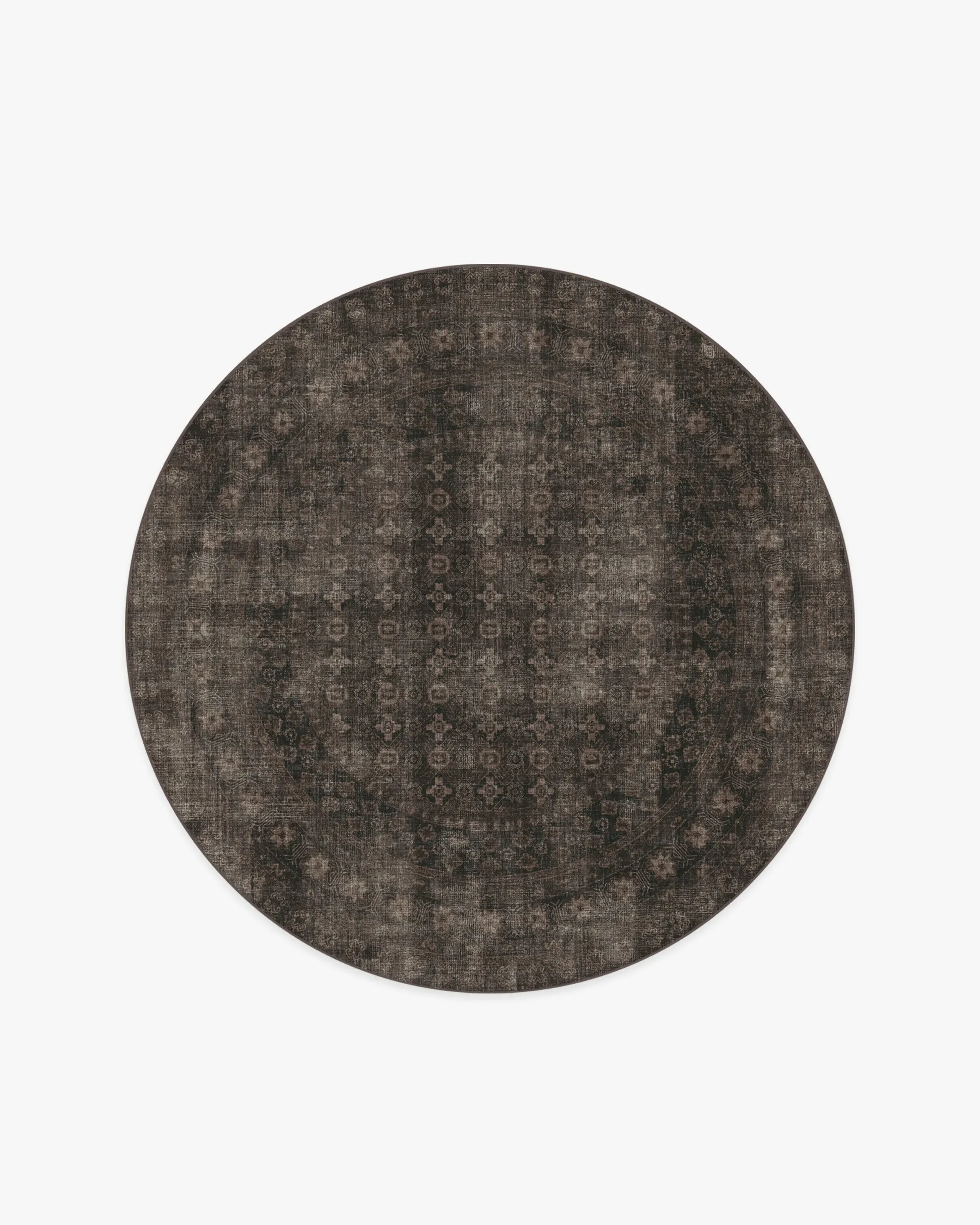 Round Area Rug Machine Washable - Black