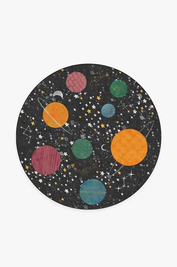 Round Area Rug Machine Washable - Black