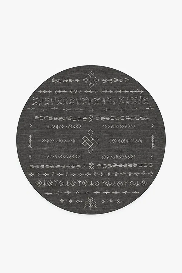 Round Area Rug Machine Washable - Black