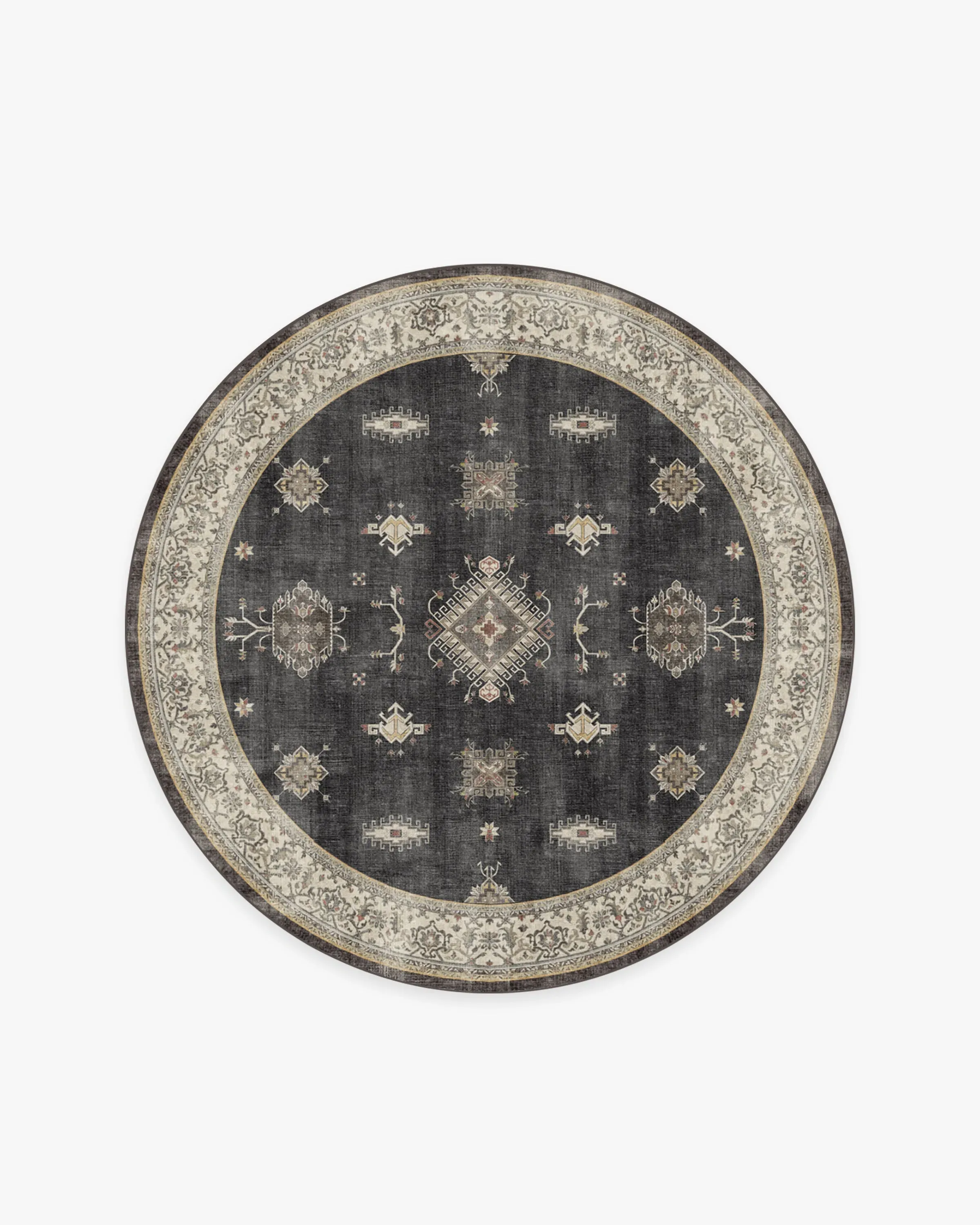 Round Area Rug Machine Washable - Black