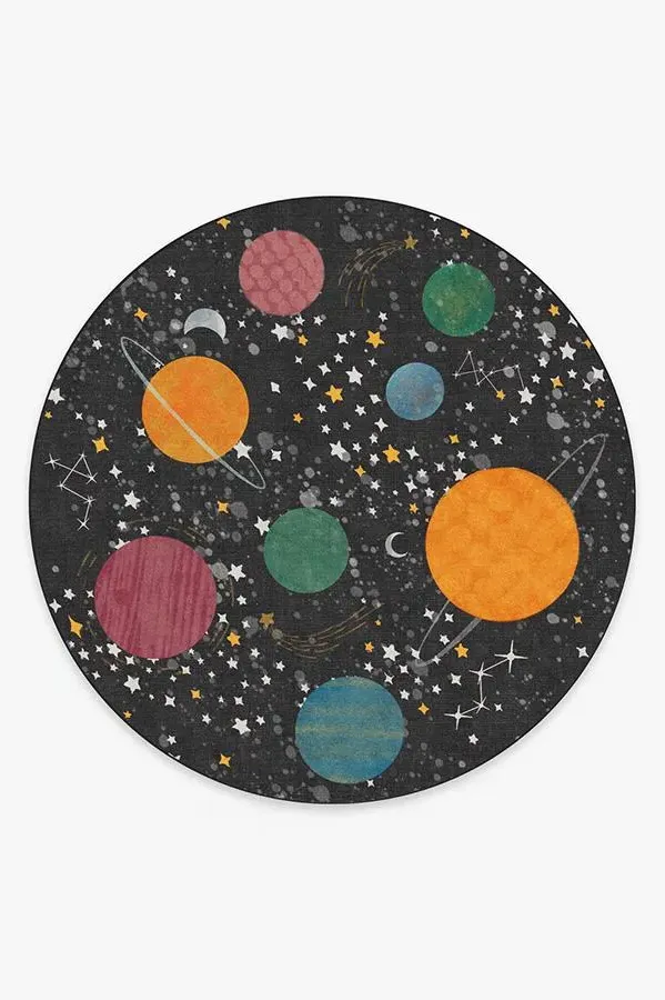 Round Area Rug Machine Washable - Black