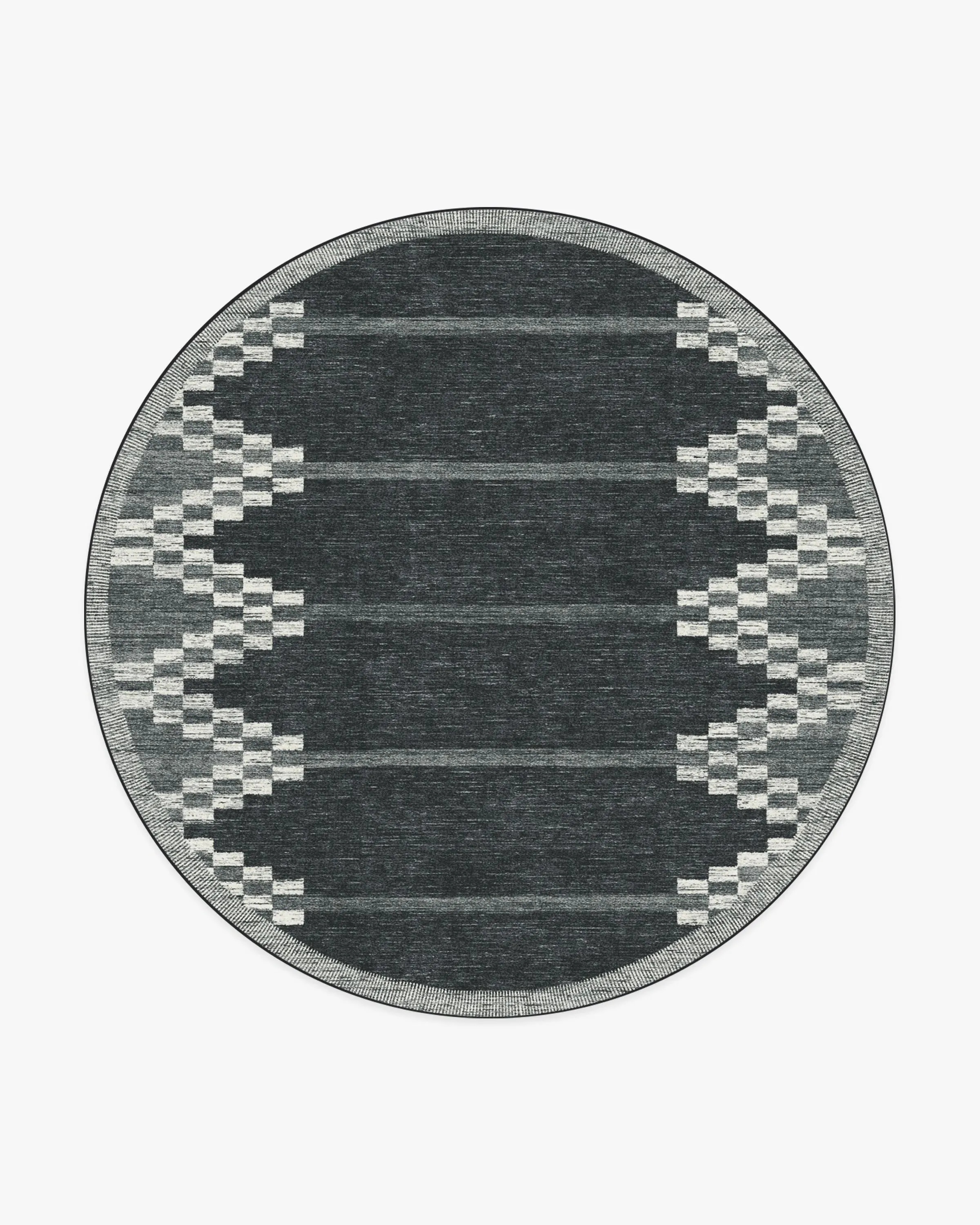 Round Area Rug Machine Washable - Black