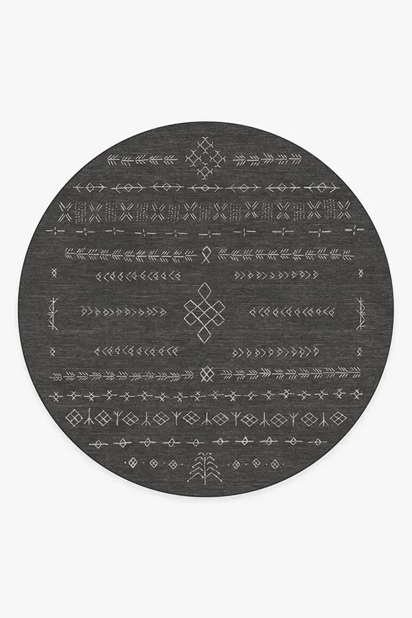 Round Area Rug Machine Washable - Black