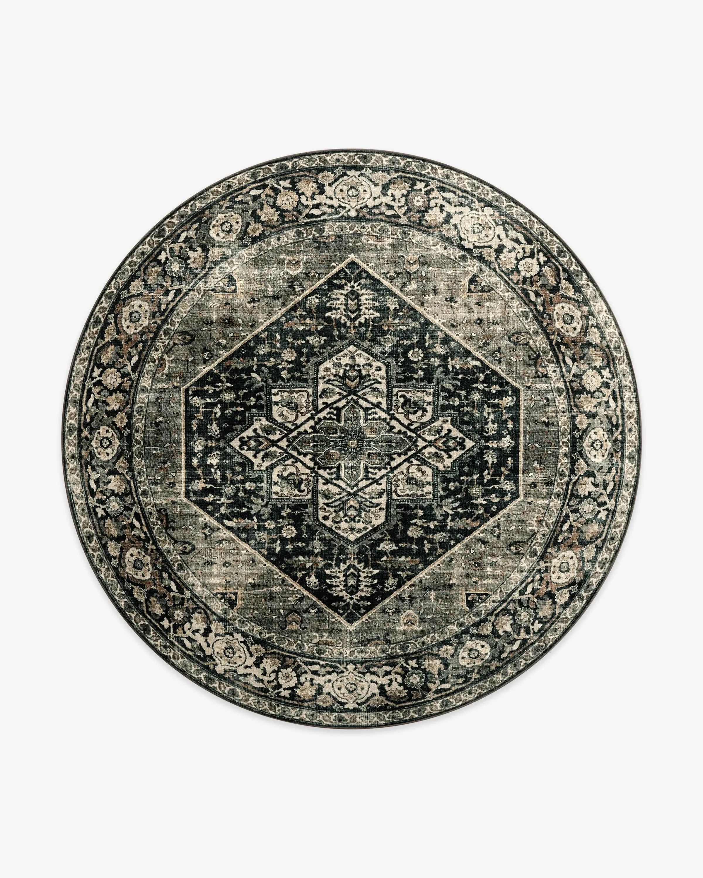Round Area Rug Machine Washable - Black