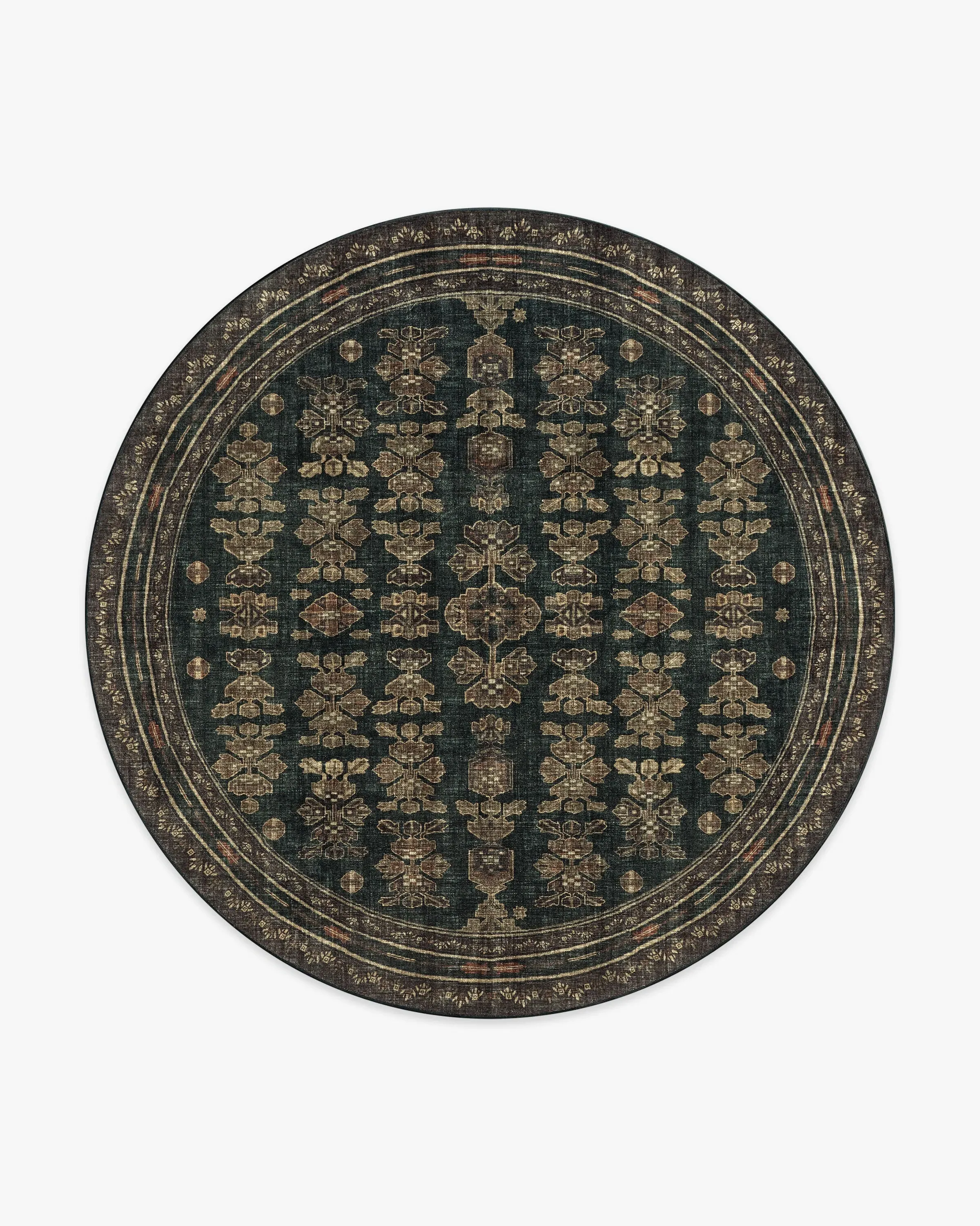 Round Area Rug Machine Washable - Black, Brown