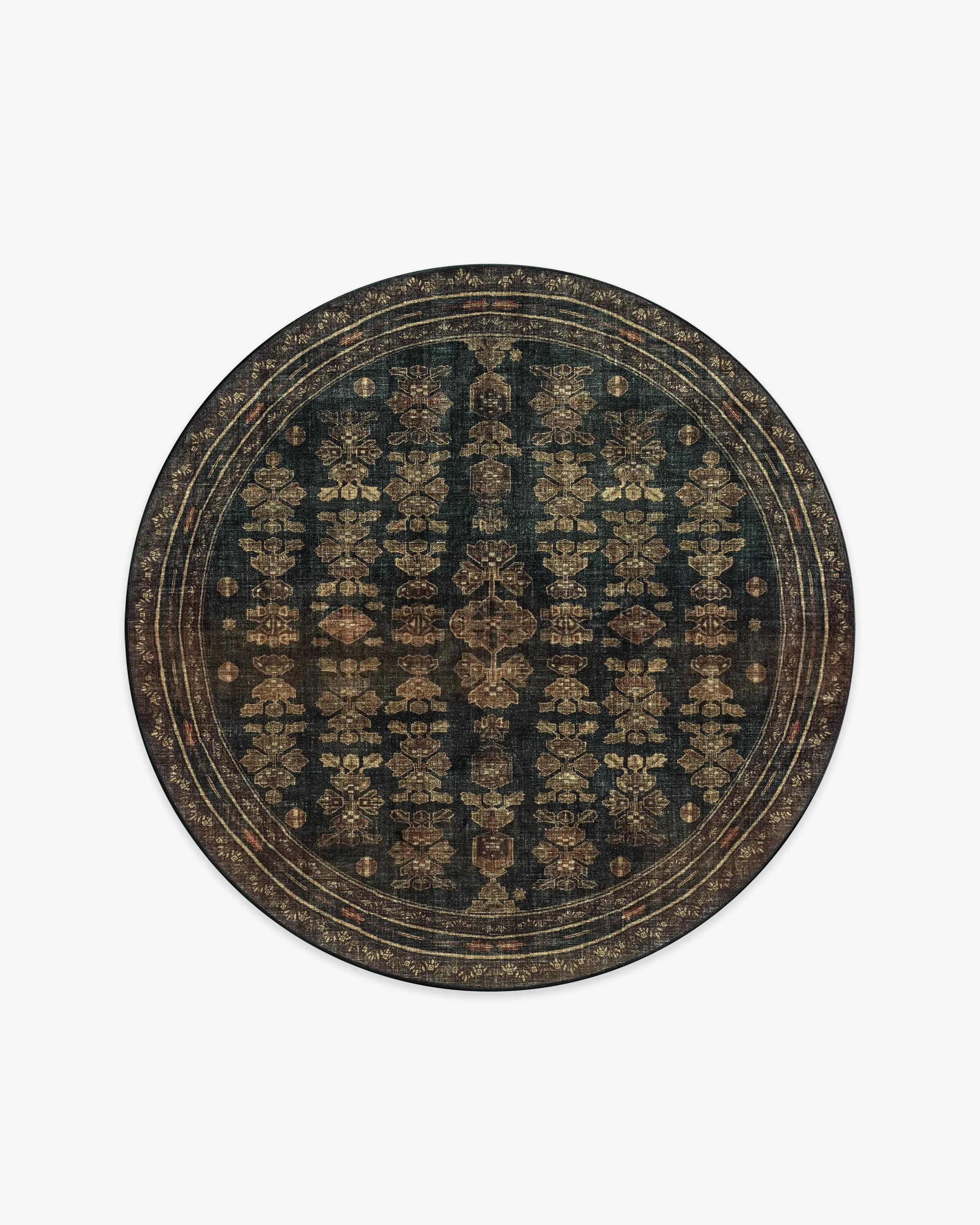 Round Area Rug Machine Washable - Black, Brown