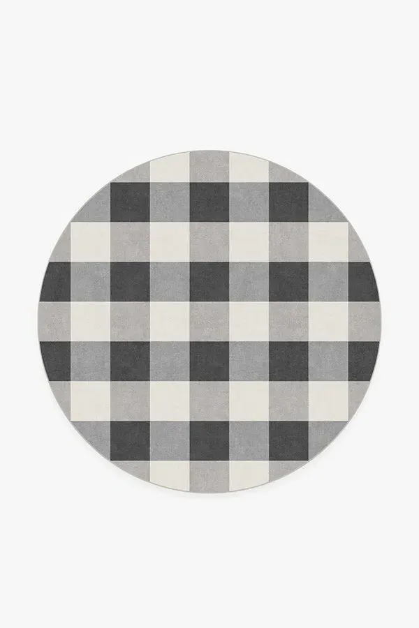 Round Area Rug Machine Washable - Black, Chenille