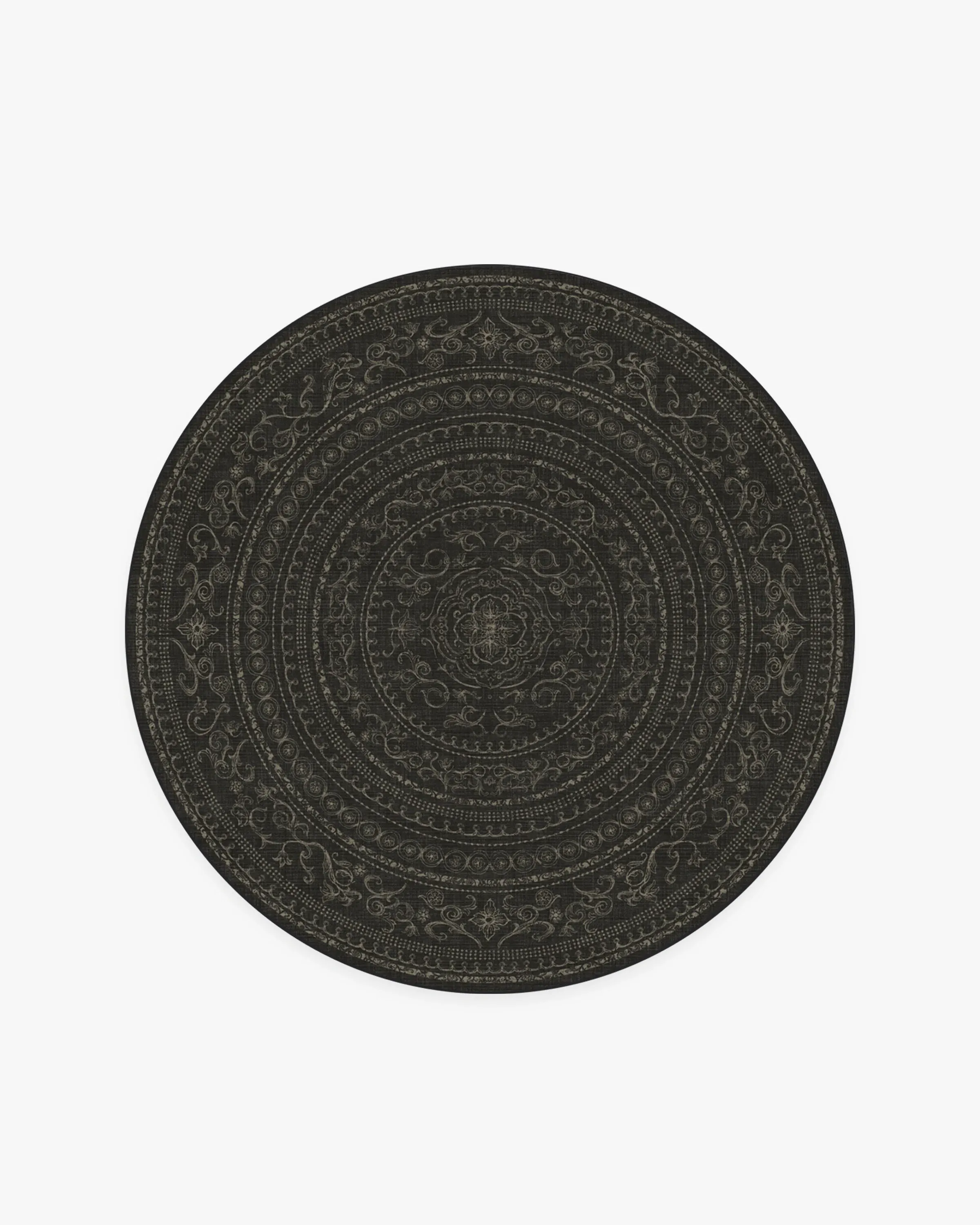 Round Area Rug Machine Washable - Black, Chenille