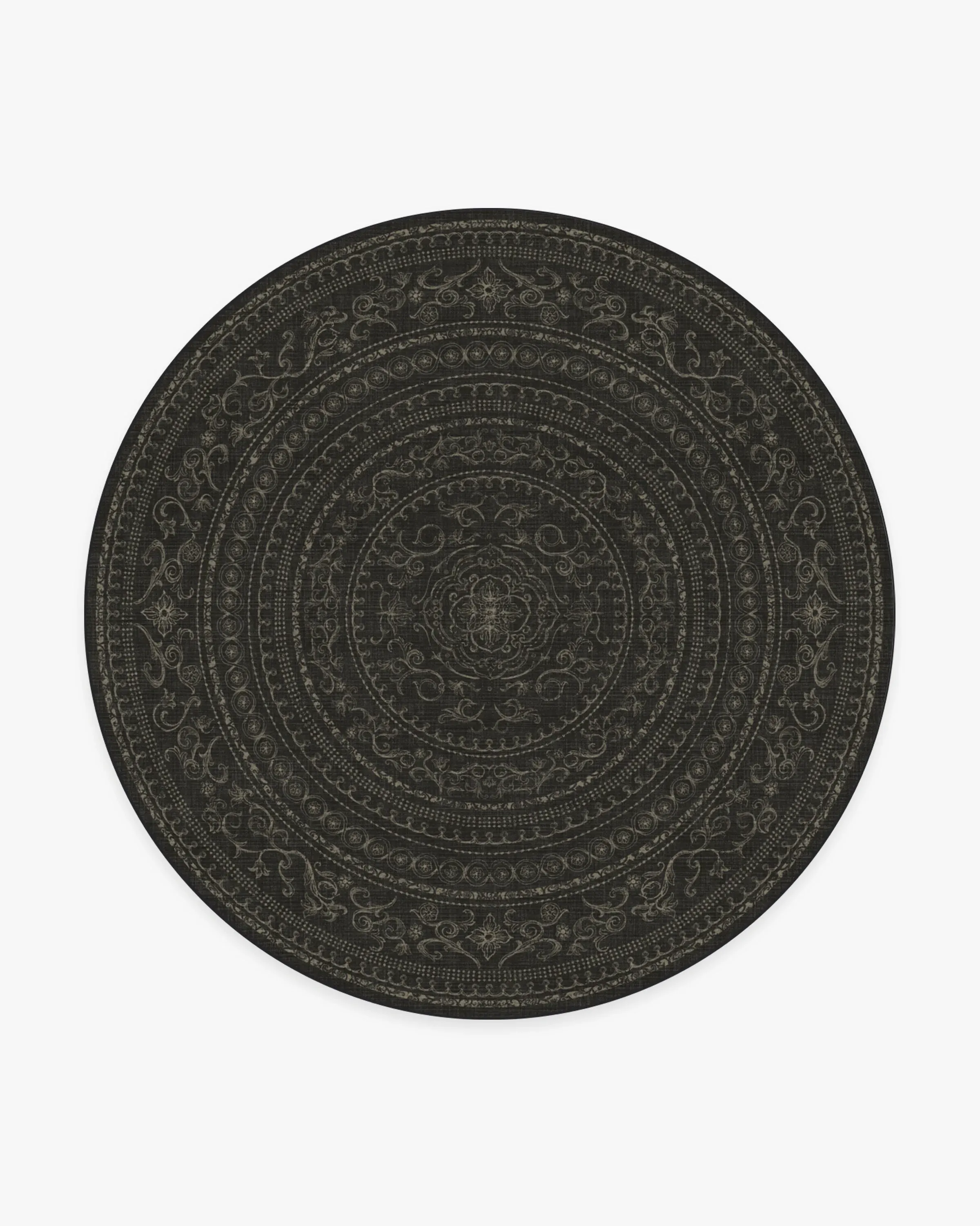 Round Area Rug Machine Washable - Black, Chenille