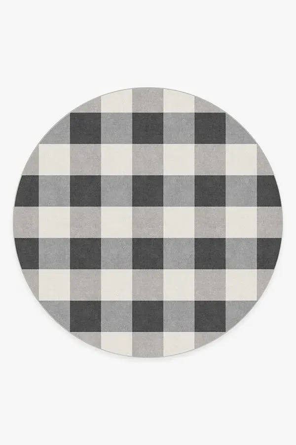 Round Area Rug Machine Washable - Black, Chenille