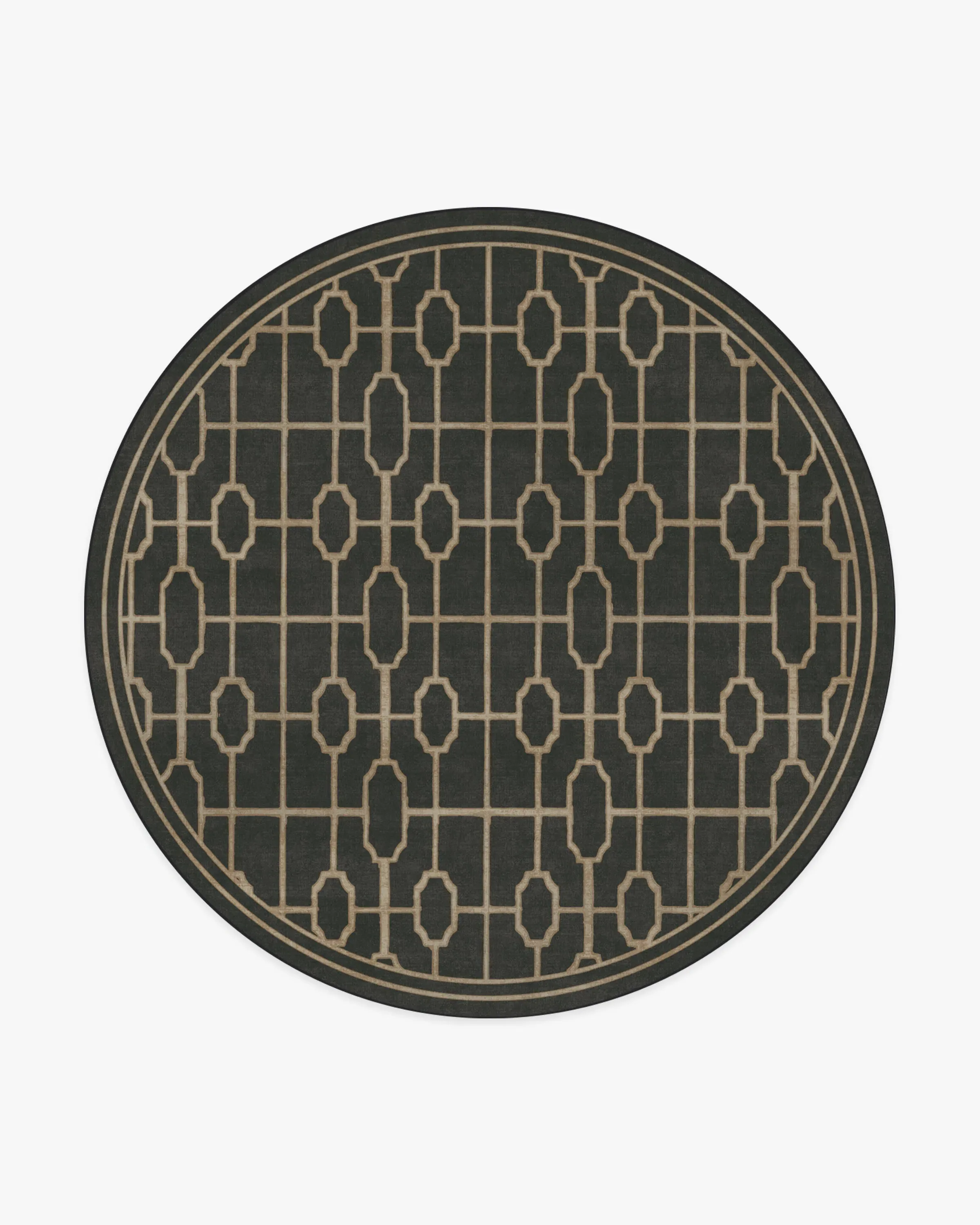 Round Area Rug Machine Washable - Black, Gold