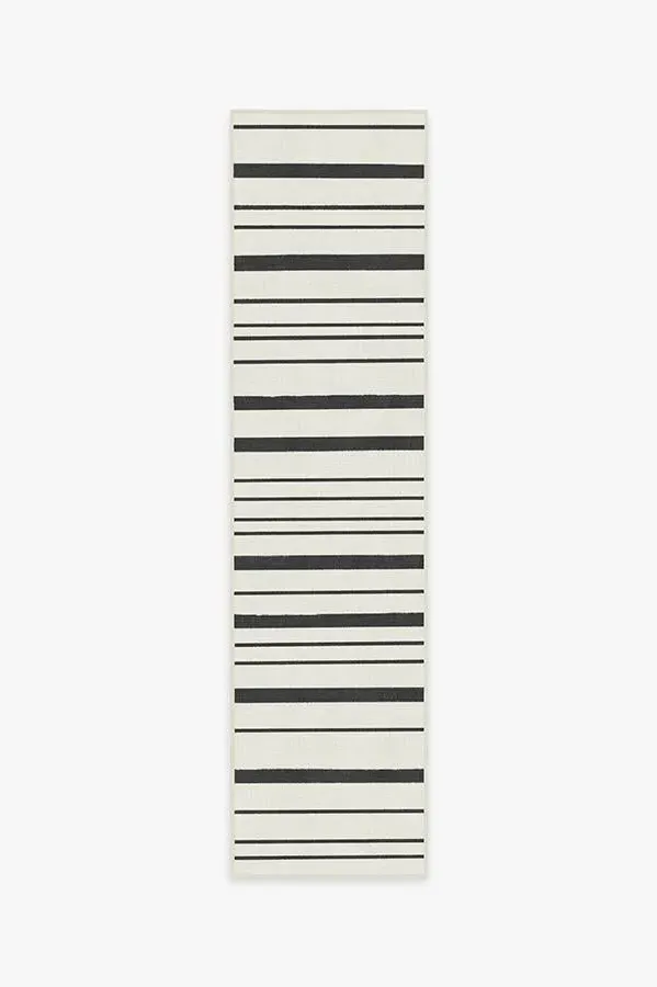 Round Area Rug Machine Washable - Black Stripe