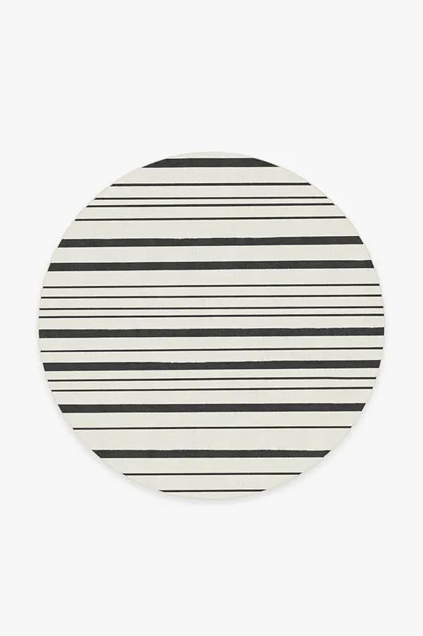 Round Area Rug Machine Washable - Black Stripe