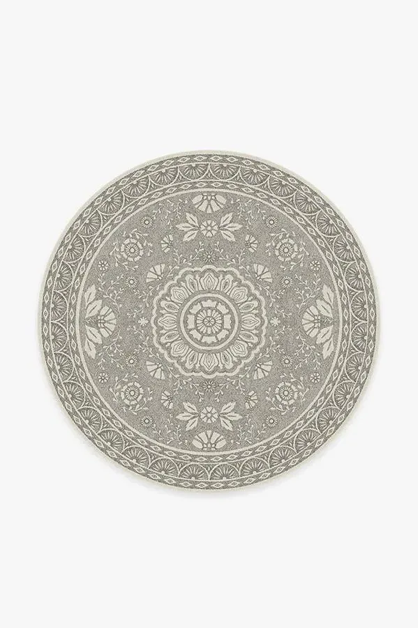 Round Area Rug Machine Washable - Black & White