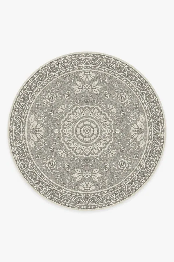 Round Area Rug Machine Washable - Black & White