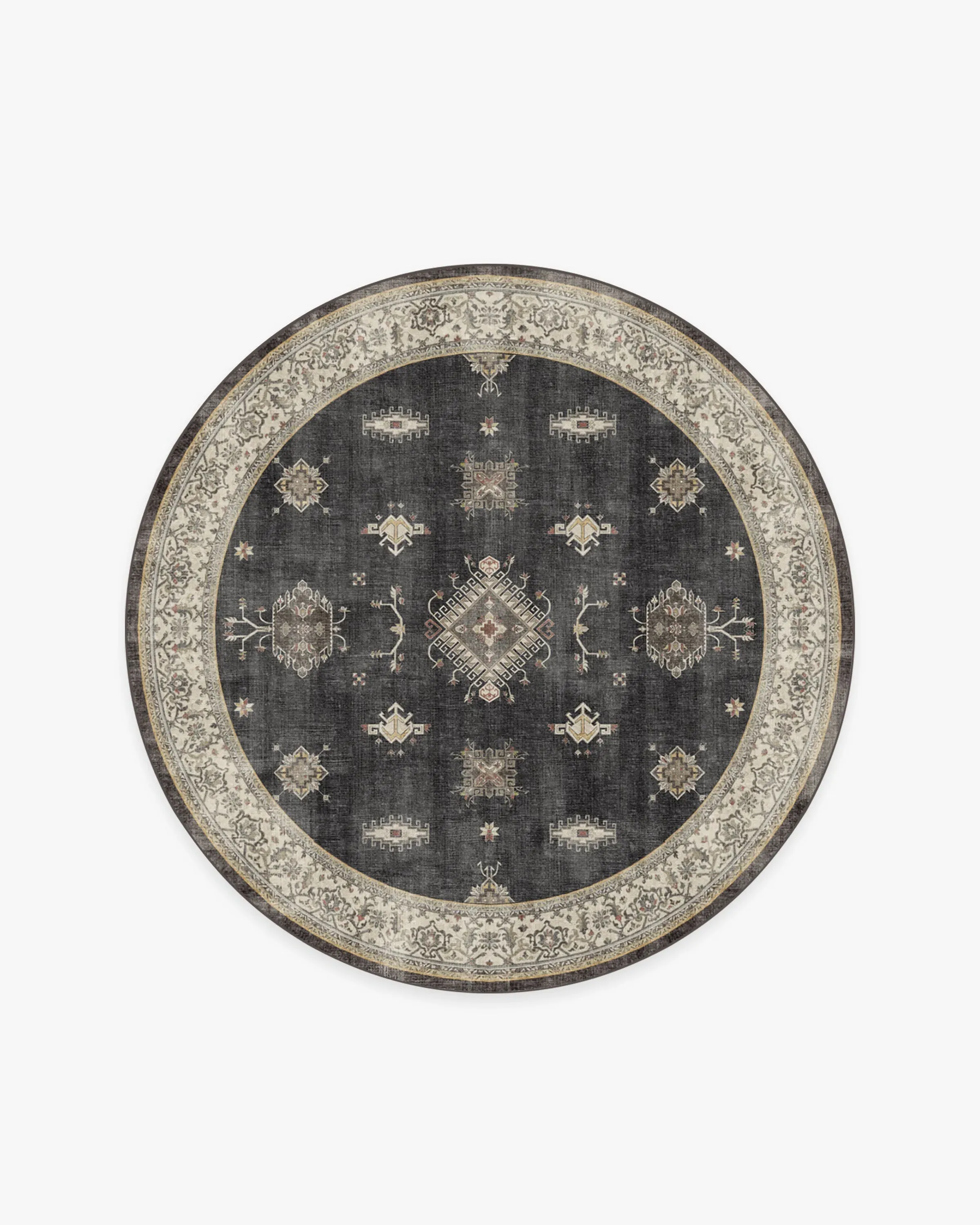 Round Area Rug Machine Washable - Black