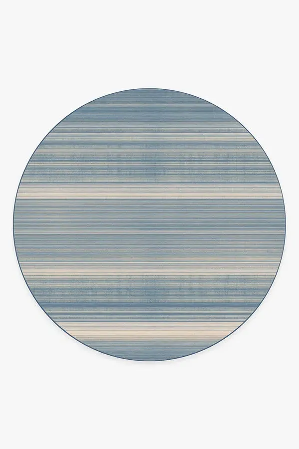 Round Area Rug Machine Washable - Blue