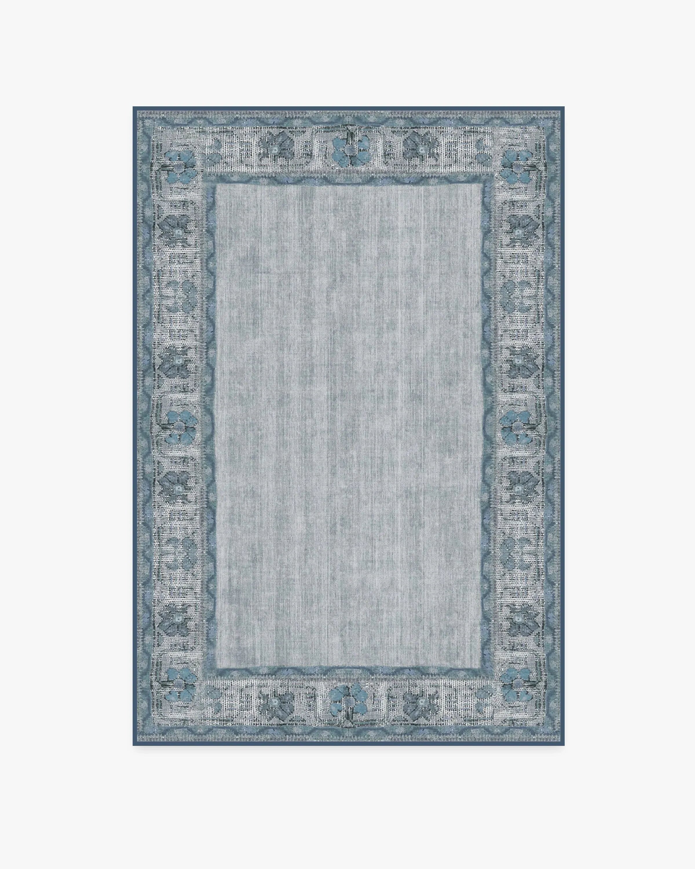 Round Area Rug Machine Washable - Blue