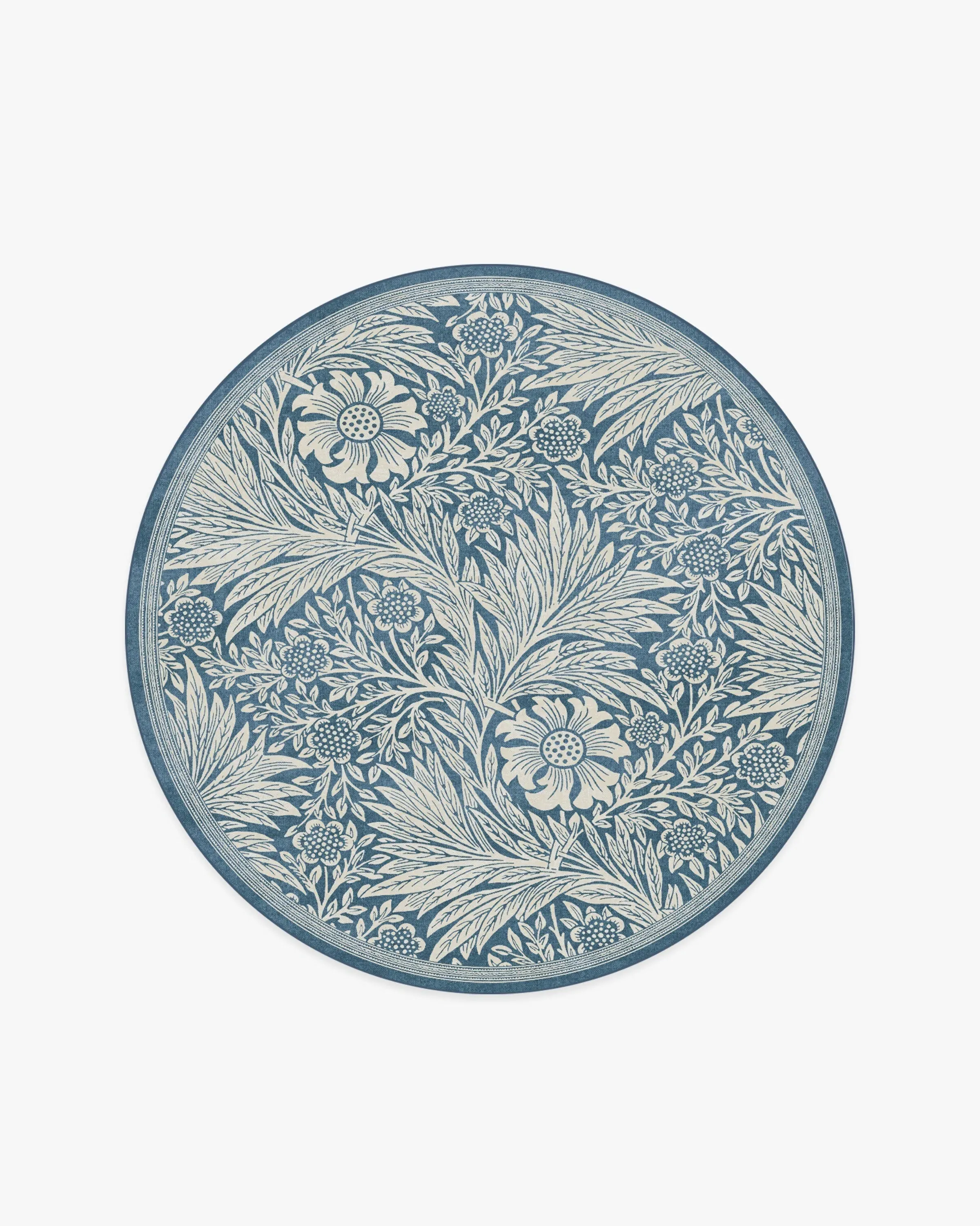 Round Area Rug Machine Washable - Blue