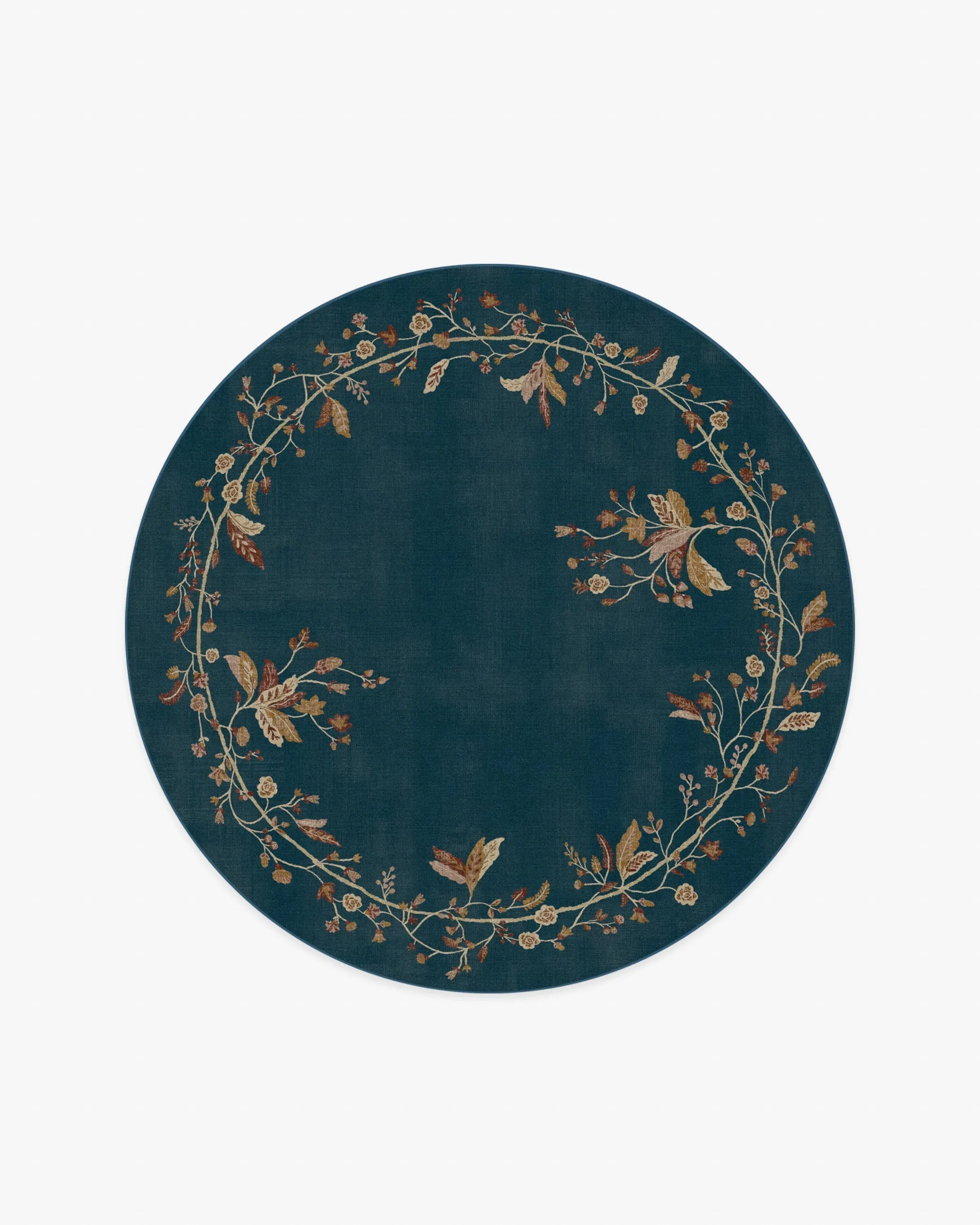 Round Area Rug Machine Washable - Blue