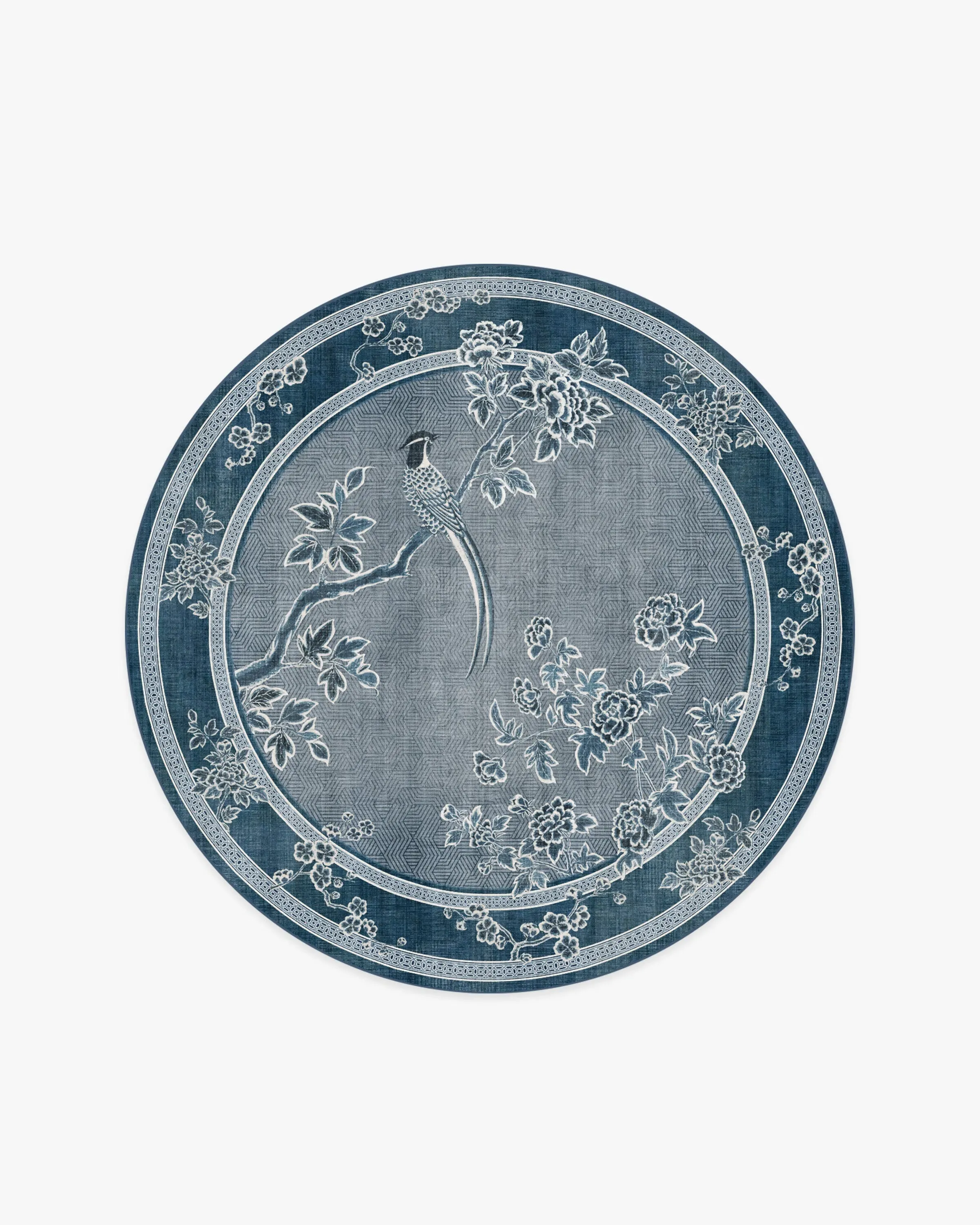 Round Area Rug Machine Washable - Blue