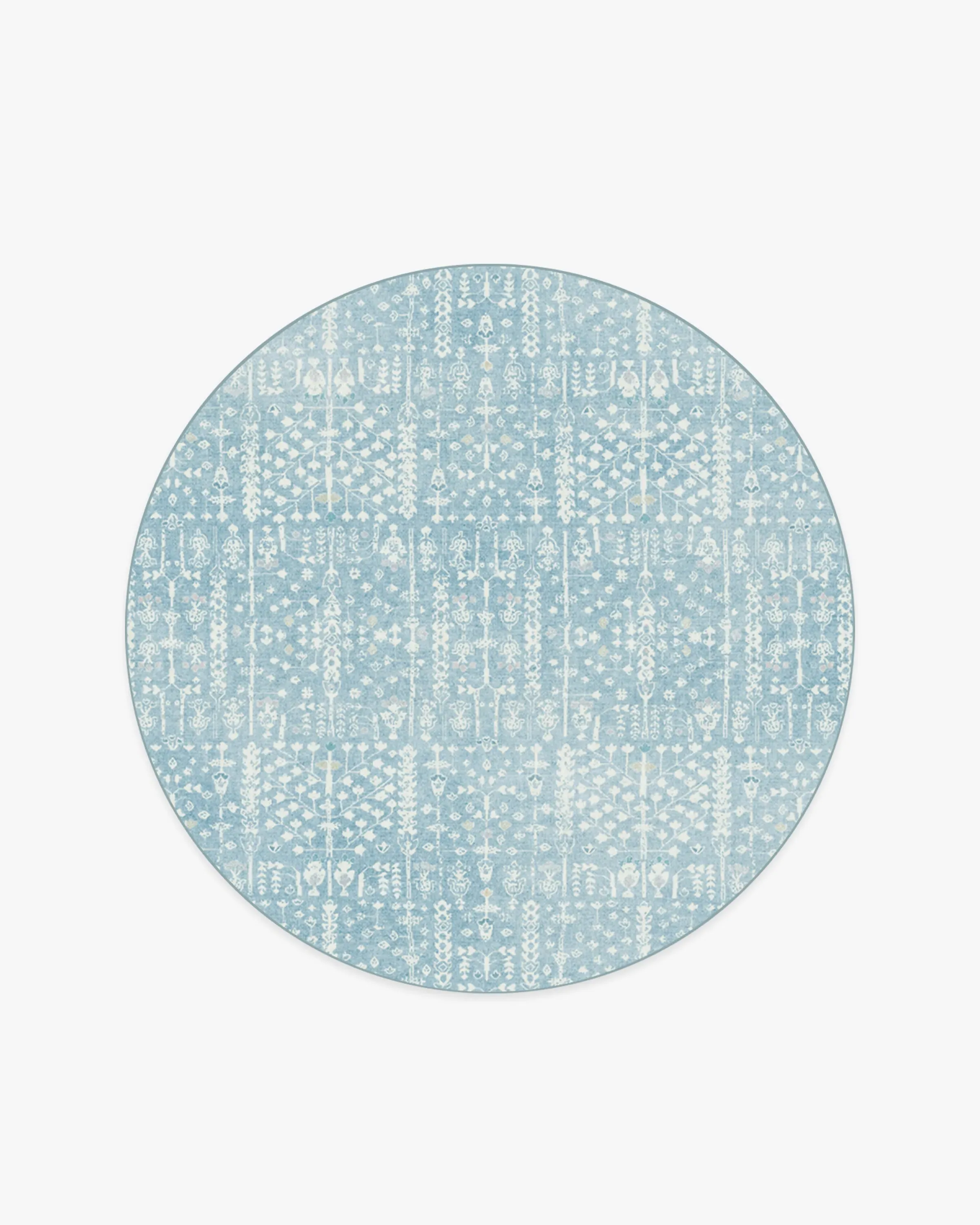 Round Area Rug Machine Washable - Blue