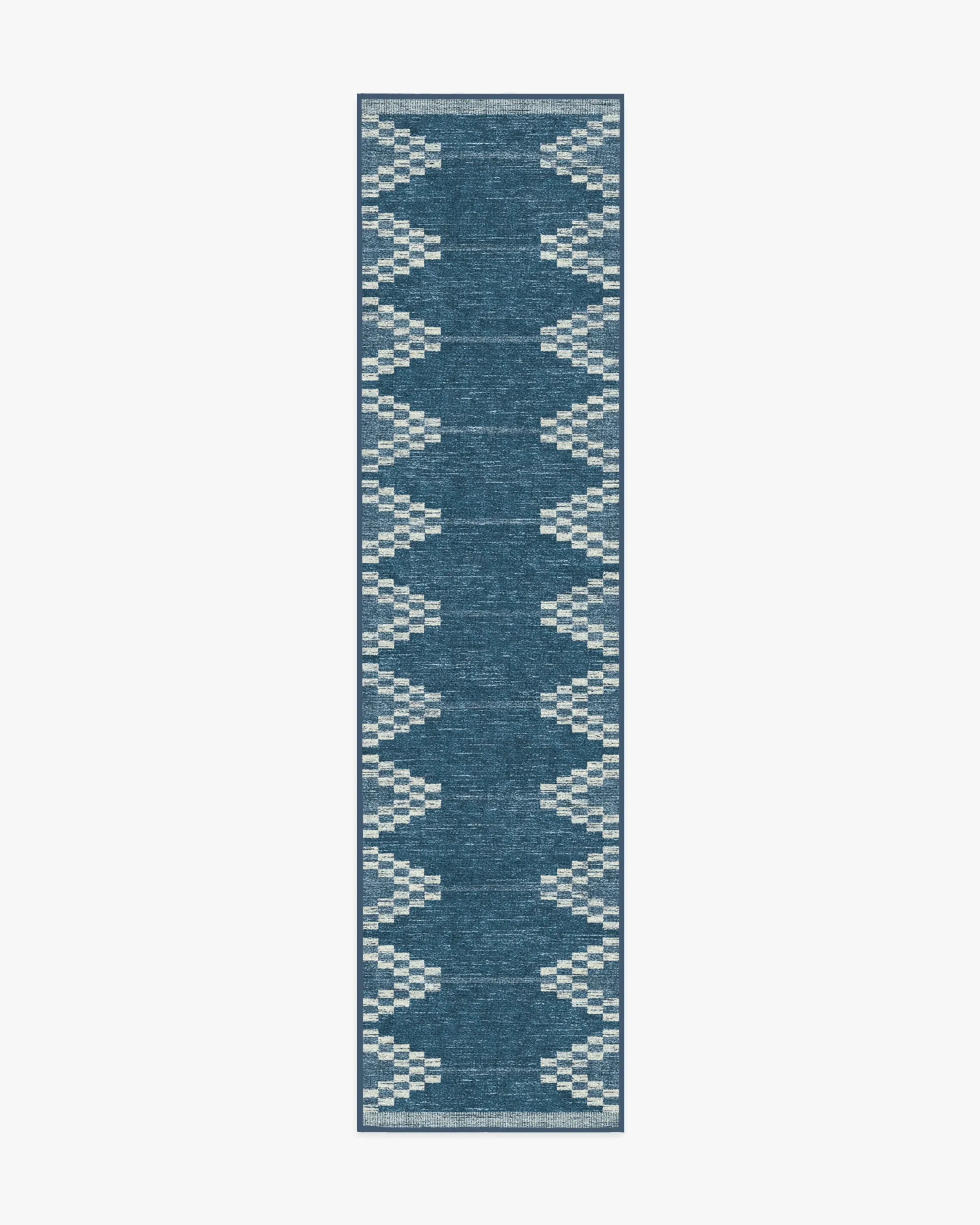 Round Area Rug Machine Washable - Blue