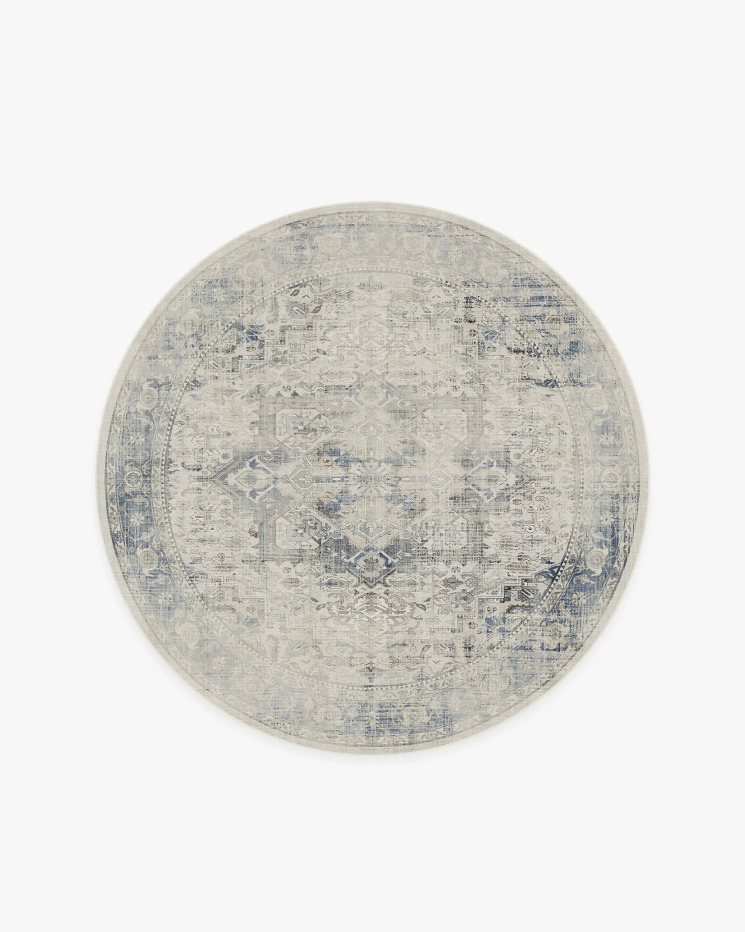 Round Area Rug Machine Washable - Blue