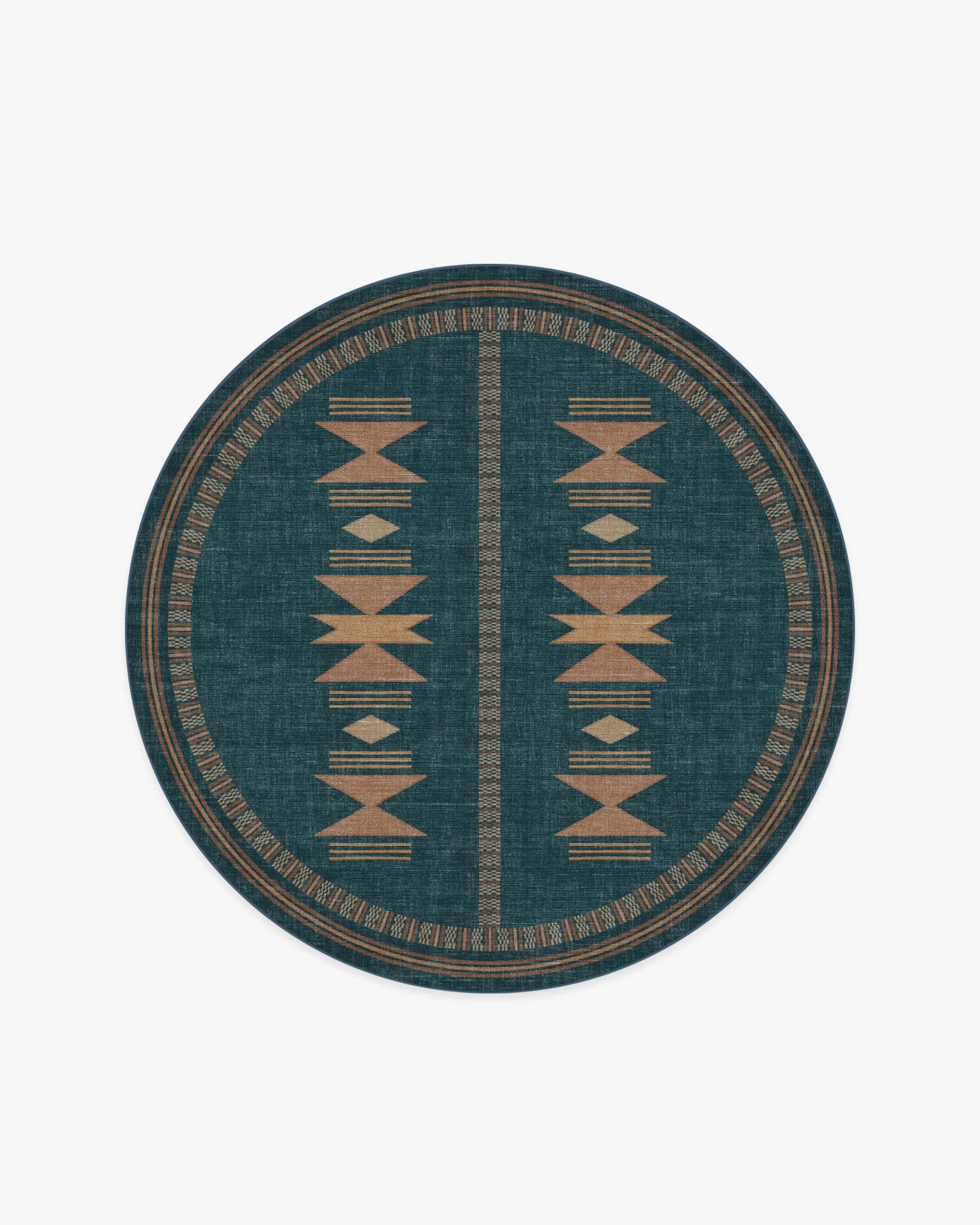 Round Area Rug Machine Washable - Blue