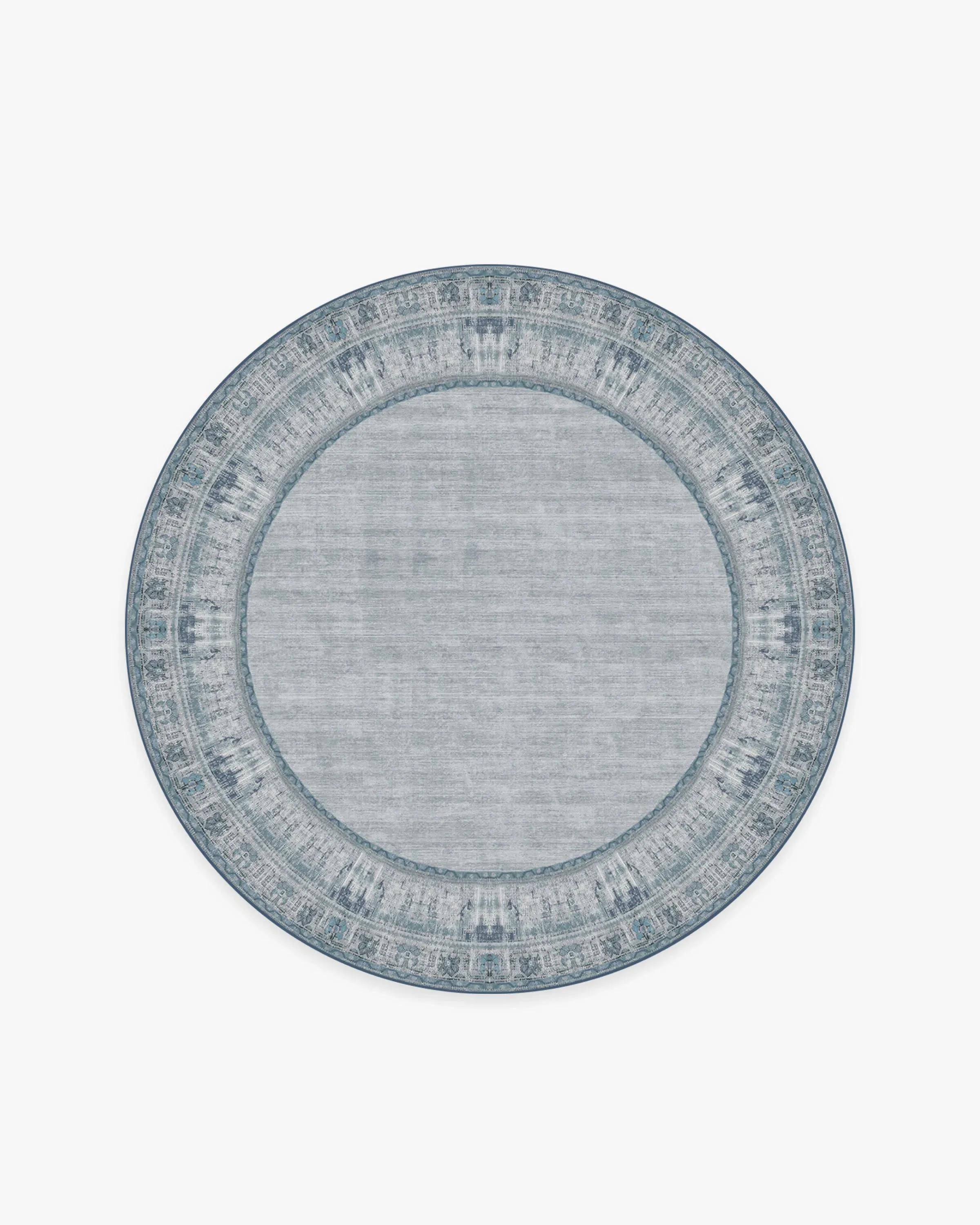 Round Area Rug Machine Washable - Blue